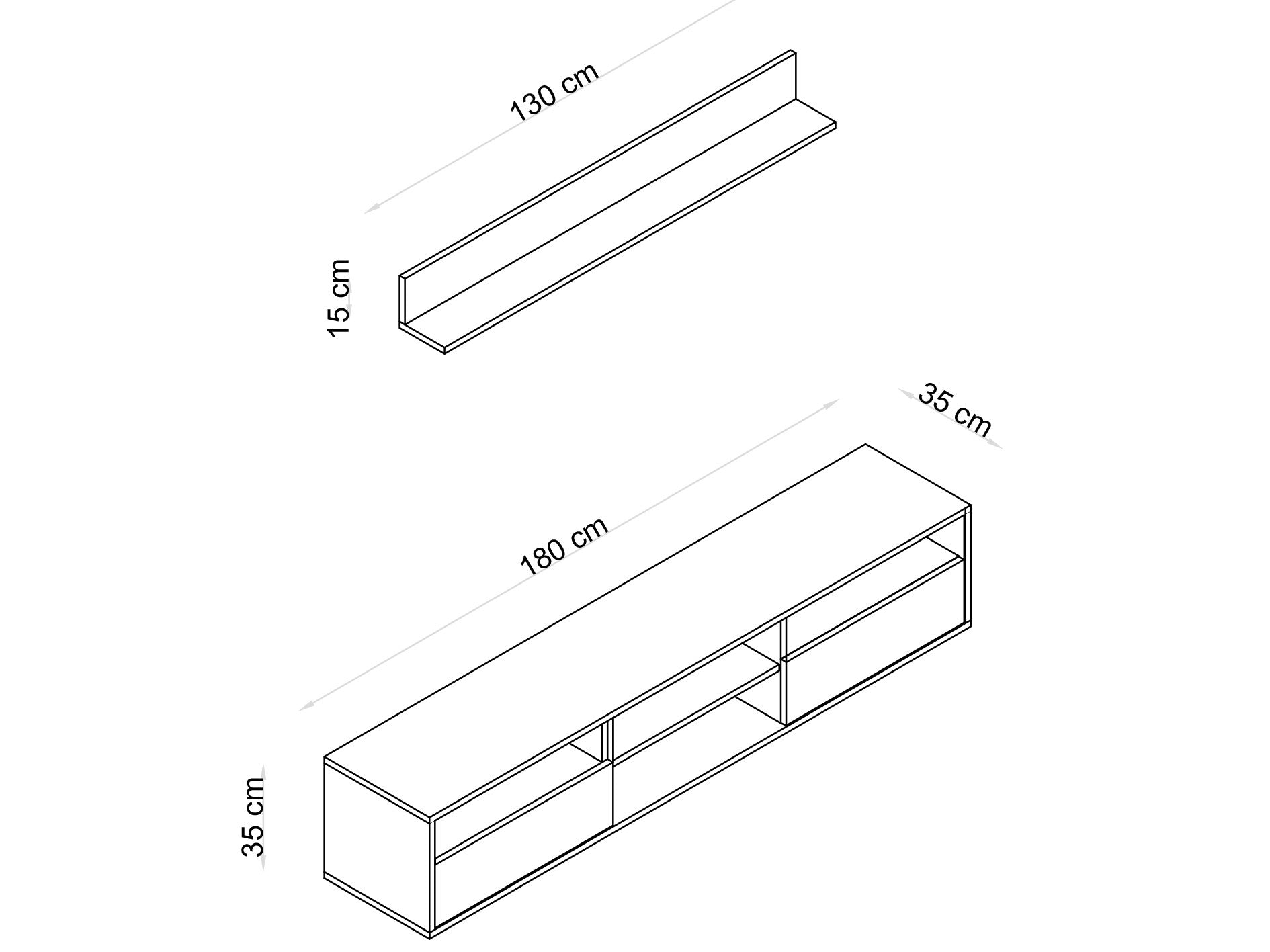Estante para TV – 180 cm x 35 cm x 35 cm – Carvalho Safira – MDF