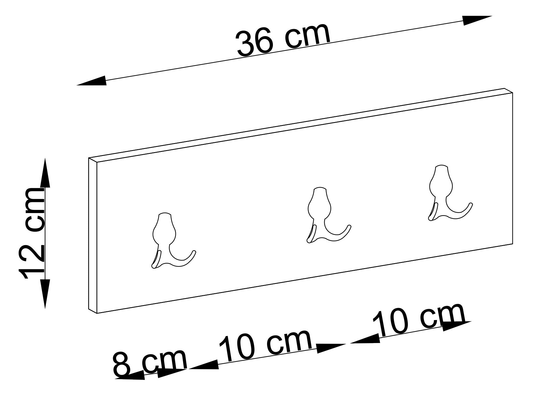 Gancho de parede – 36cm x 12cm – Branco – MDF