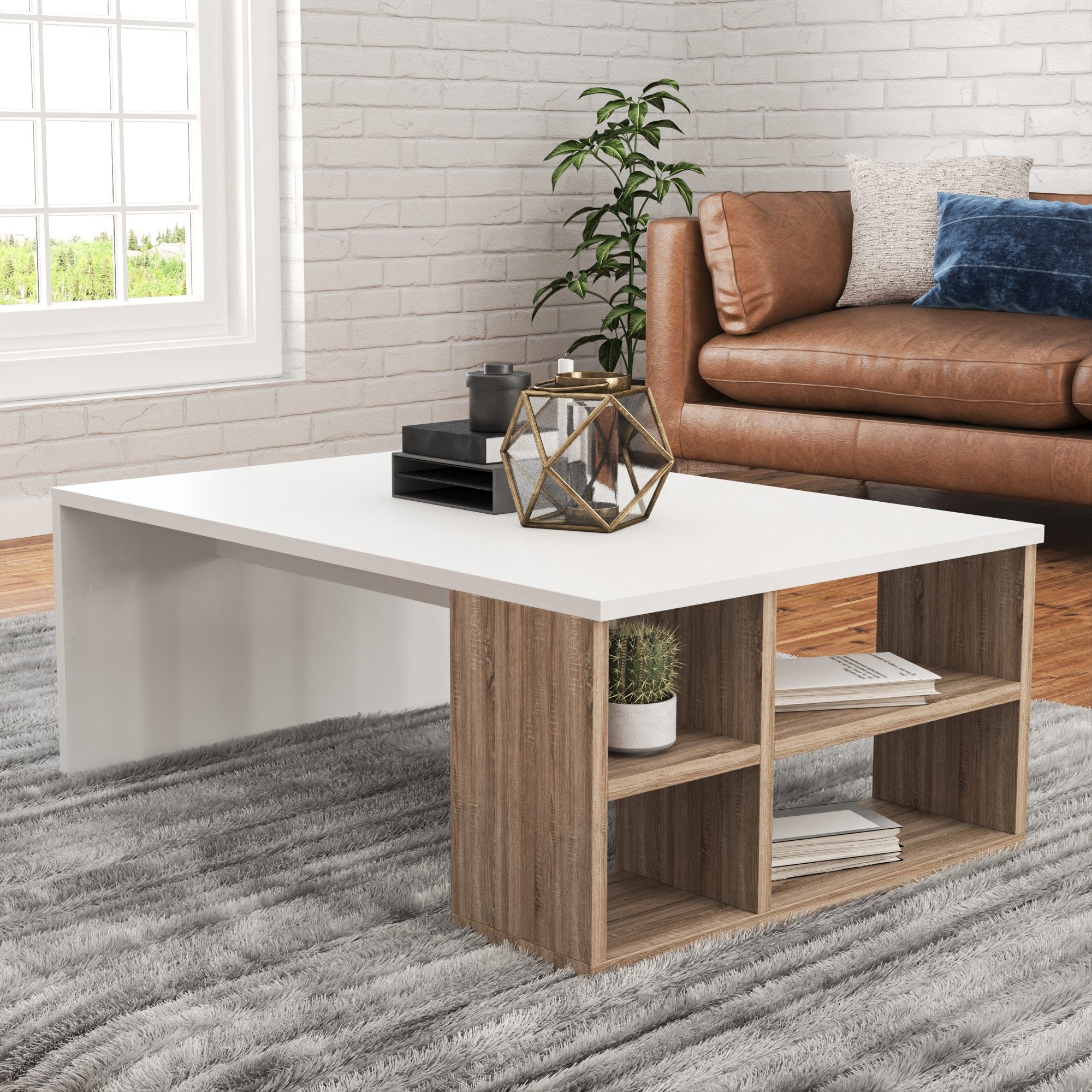 Mesa de Centro Moderna, Cor Patara, 90 x 60 x 33,6 cm | Painel de Partículas 100% Revestido em Melamina, 18 mm de Espessura | Elegante e Funcional para Qualquer Espaço