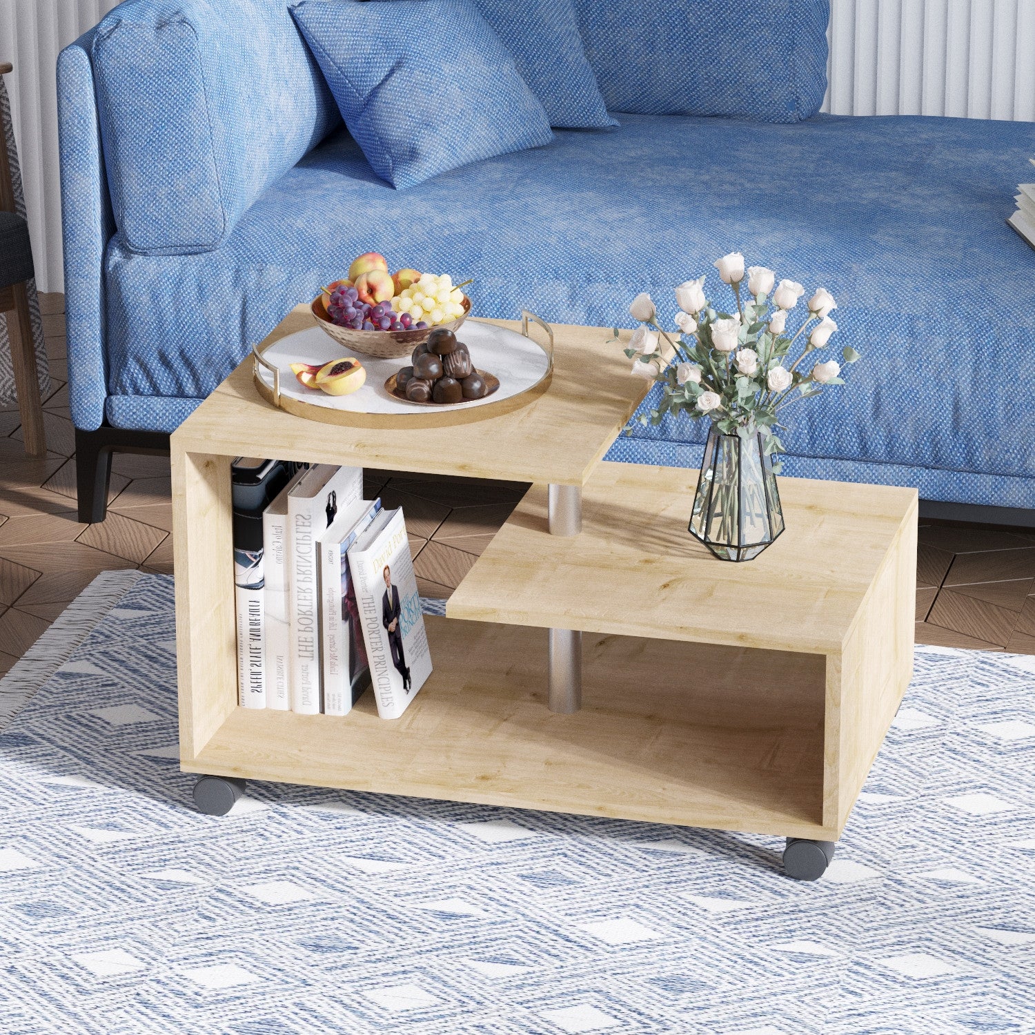 Mesa de Centro Moderna, Carvalho Safira, 80 x 52,5 x 40 cm | Painel de Partículas 100% Revestido em Melamina, 18 mm de Espessura | Elegante e Funcional para Qualquer Espaço