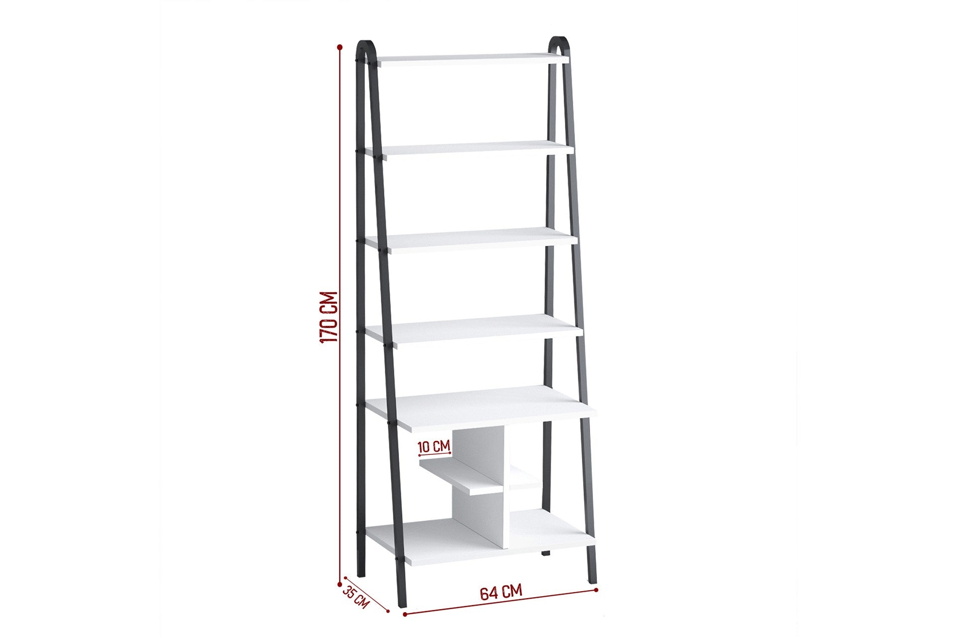 Estante de livros – 64cm x 170cm x 35cm – Preto e Branco – MDF