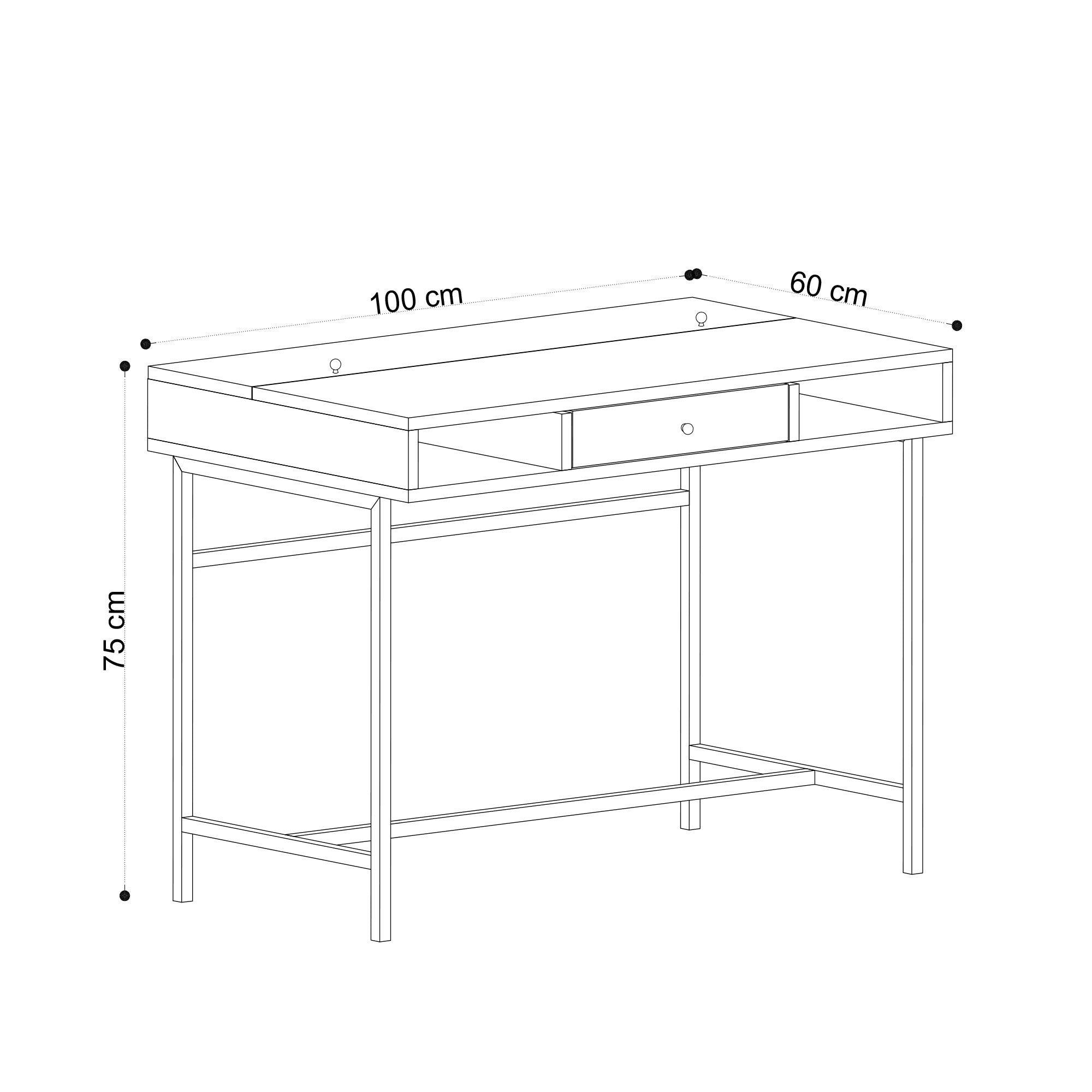 Secretária de Estudo – 100 cm x 75 cm x 60 cm – Carvalho Safira e Preto – MDF