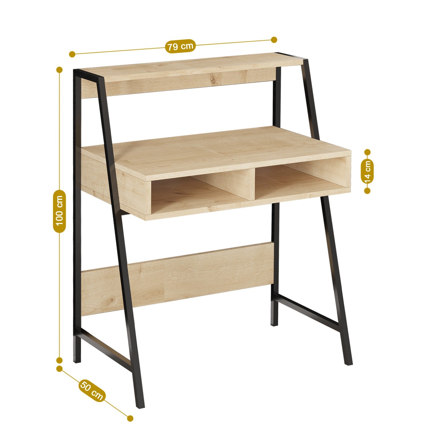 Secretária de Estudo – 79 cm x 100 cm x 50 cm – Carvalho Safira e Preto – MDF