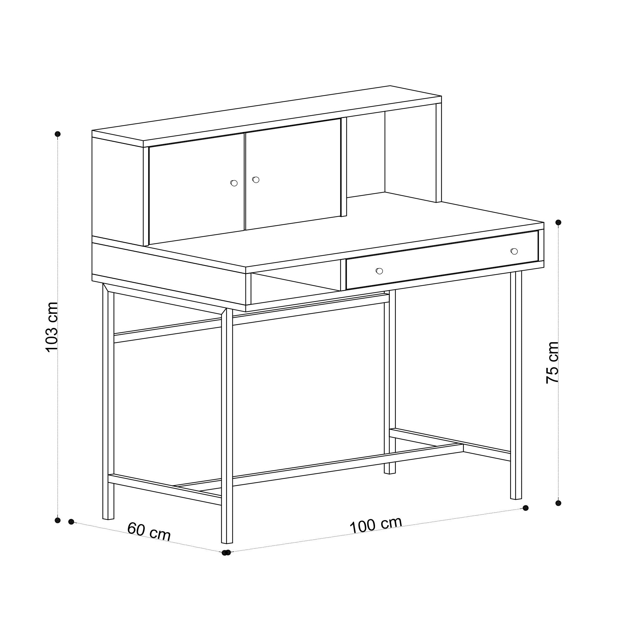 Secretária de Estudo – 100 cm x 60 cm x 103 cm – Carvalho Safira e Preto – MDF