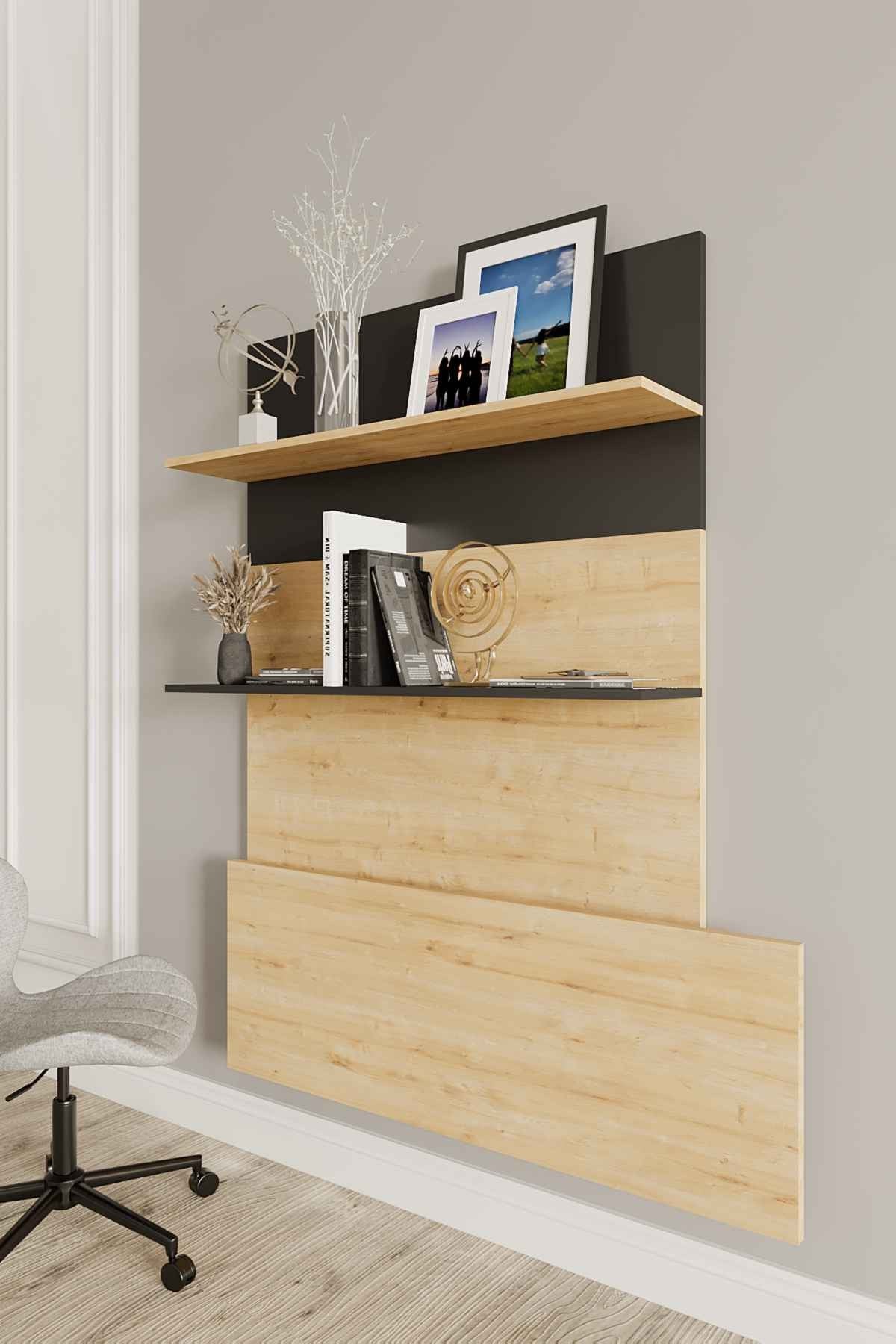 Secretária de Estudo – 90 cm – Carvalho Safira e Preto – MDF