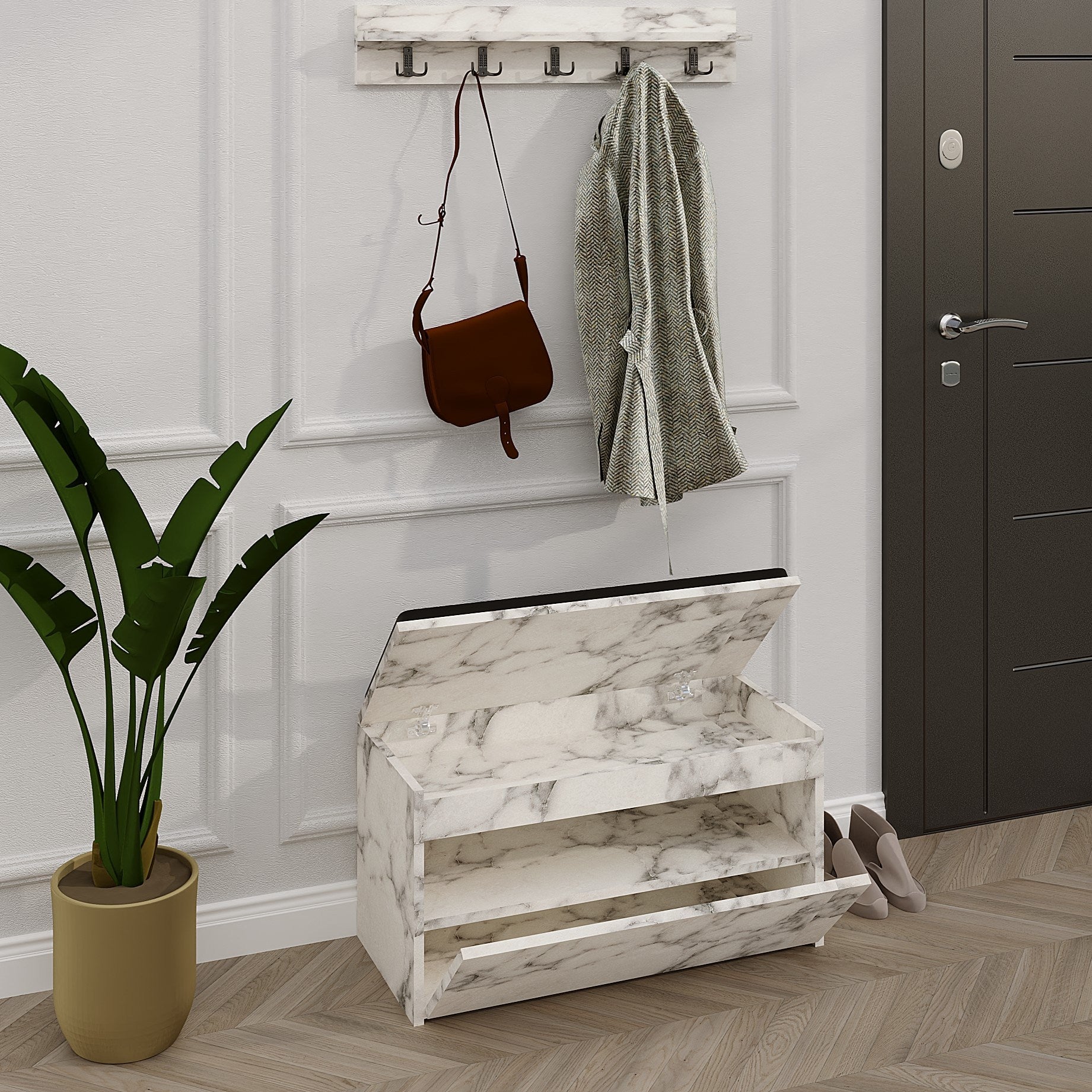 Conjunto para hall de entrada – 80cm x 42cm x 35cm – Mármore de Carrara