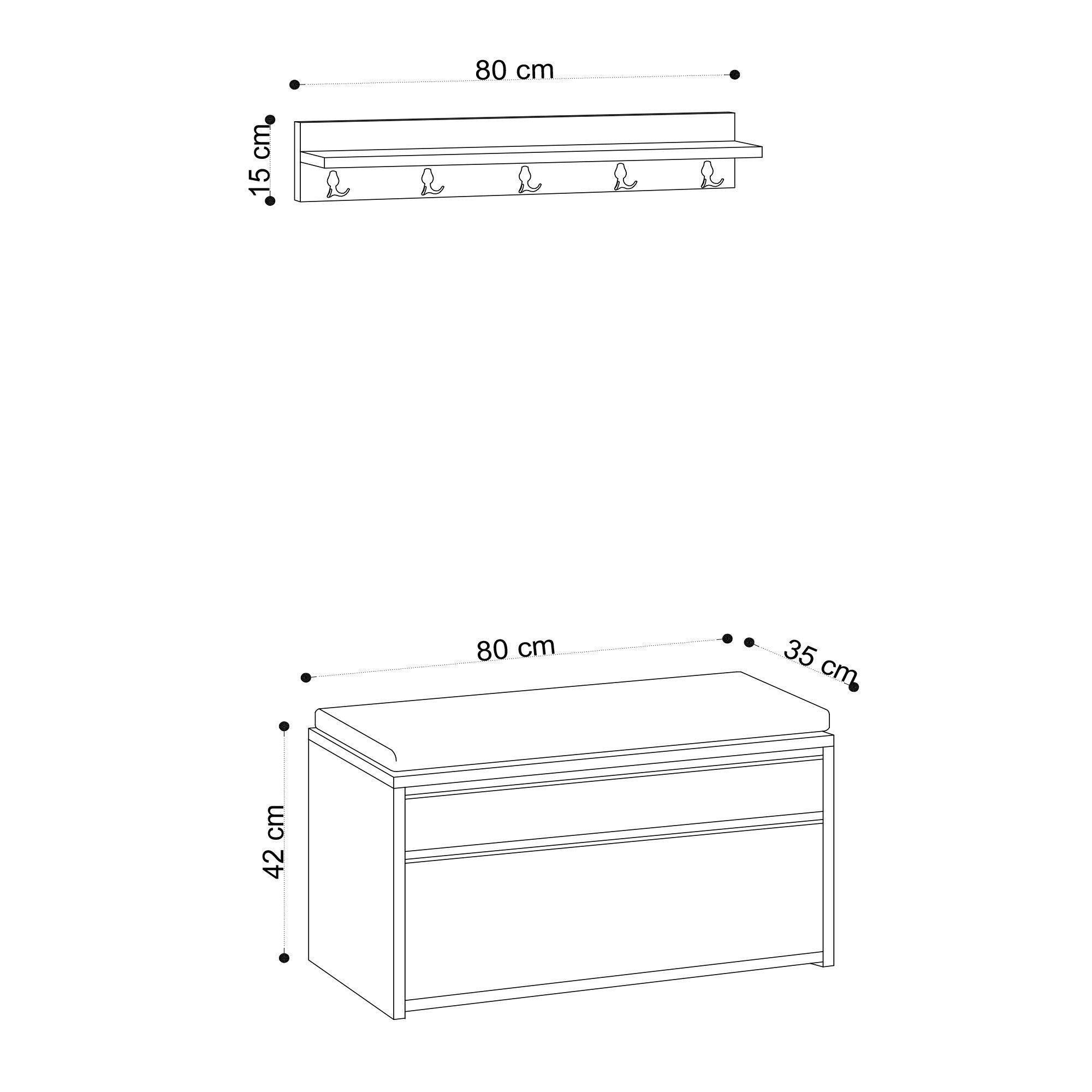 Conjunto para hall de entrada – 80cm x 42cm x 35cm – Mármore de Carrara
