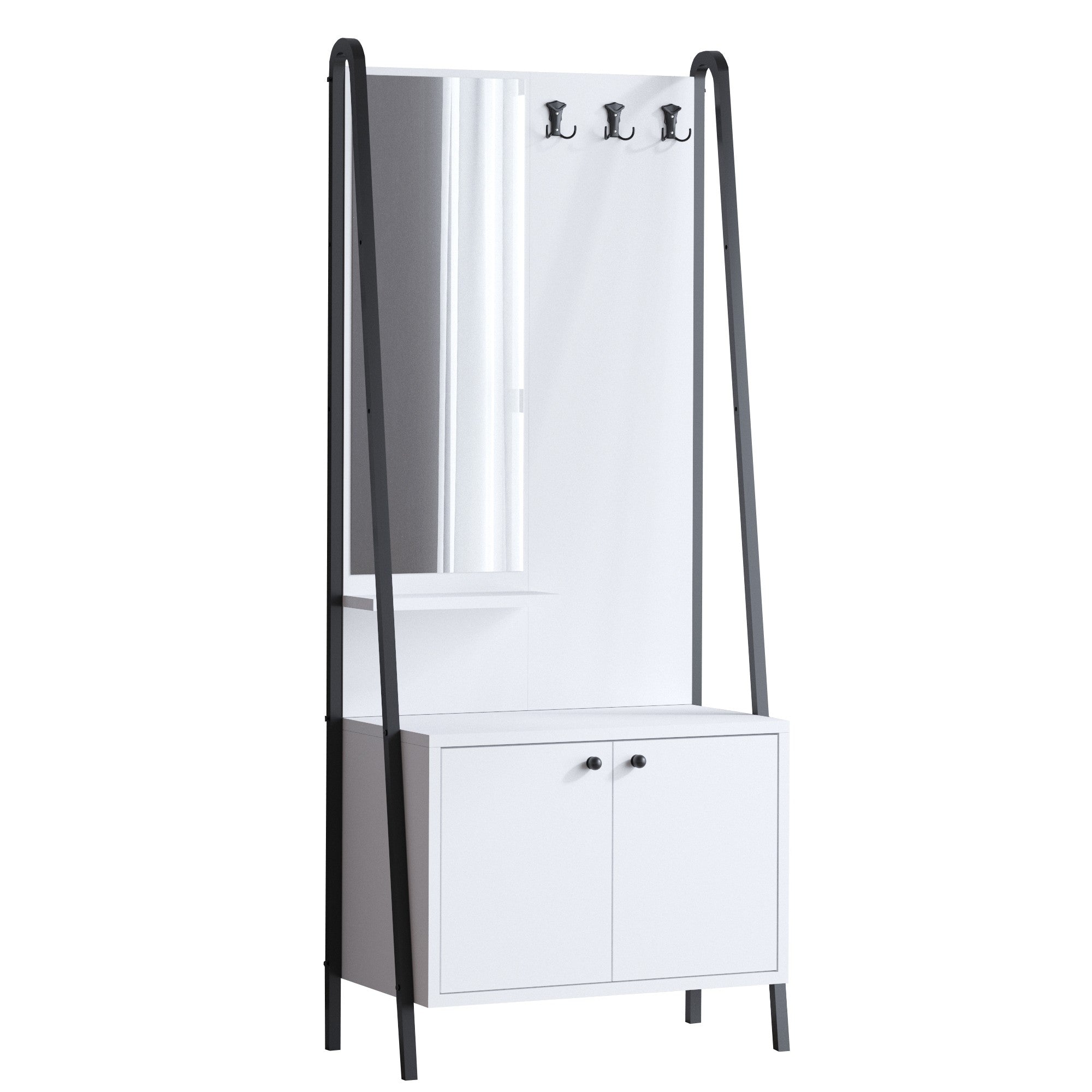 Conjunto para hall de entrada – 74cm x 170cm x 35cm – Preto e Branco – Madeira Aglomerada