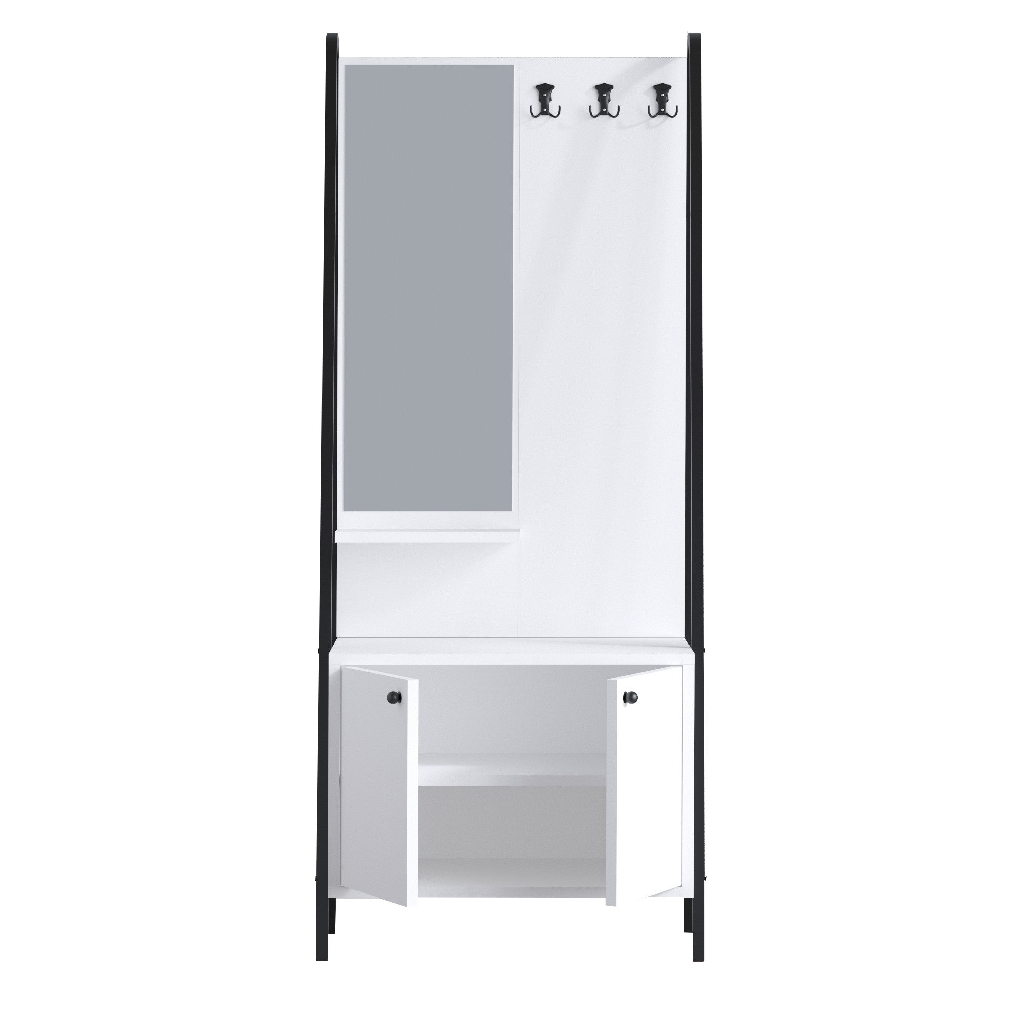 Conjunto para hall de entrada – 74cm x 170cm x 35cm – Preto e Branco – Madeira Aglomerada