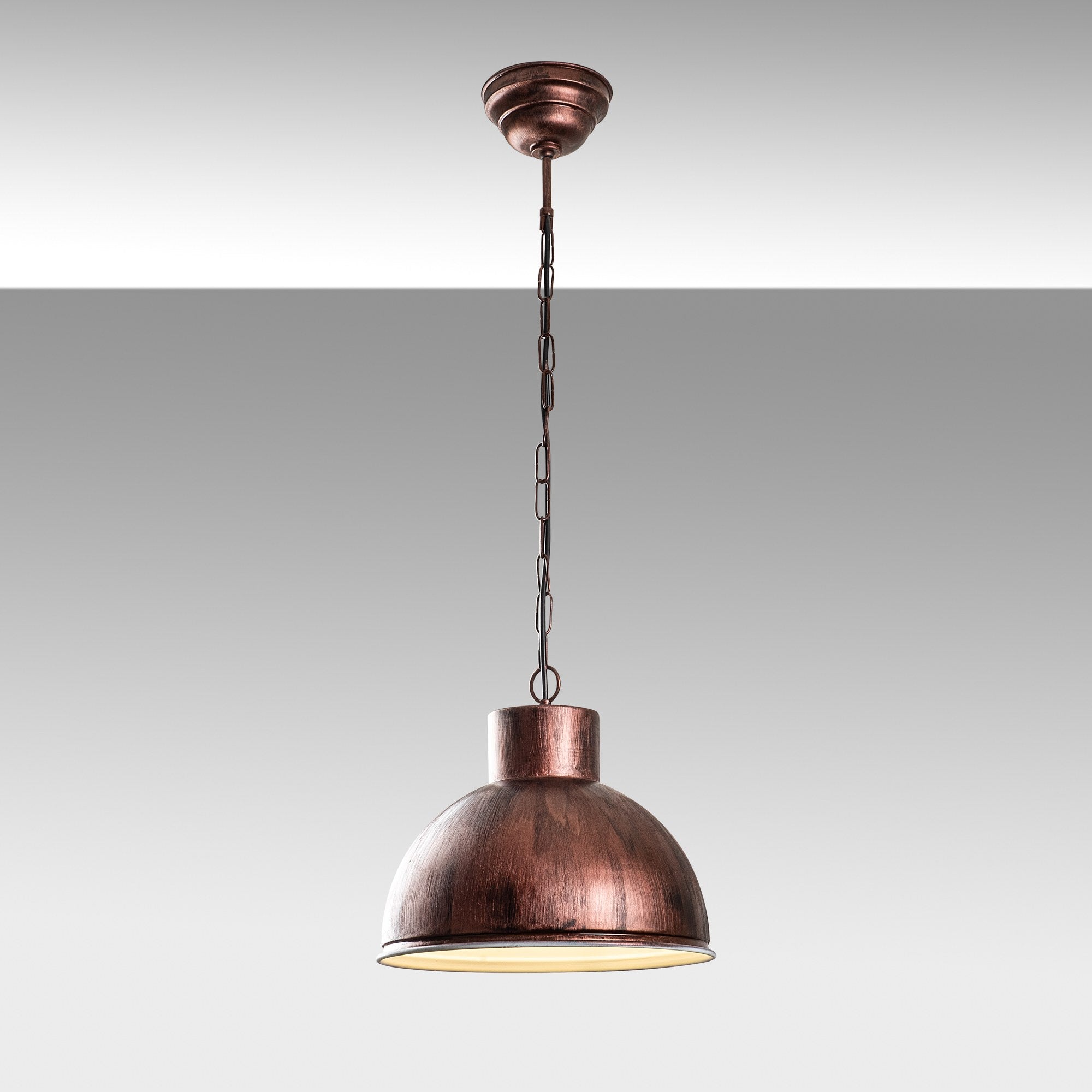 Candeeiro de Teto Elegante de Cobre, Altura Ajustável 128 cm, Diâmetro 32 cm | Corpo de Ferro, Soquete E27, Potência Máxima 40 W | Iluminação Elegante para Espaços Modernos, Classificação IP20