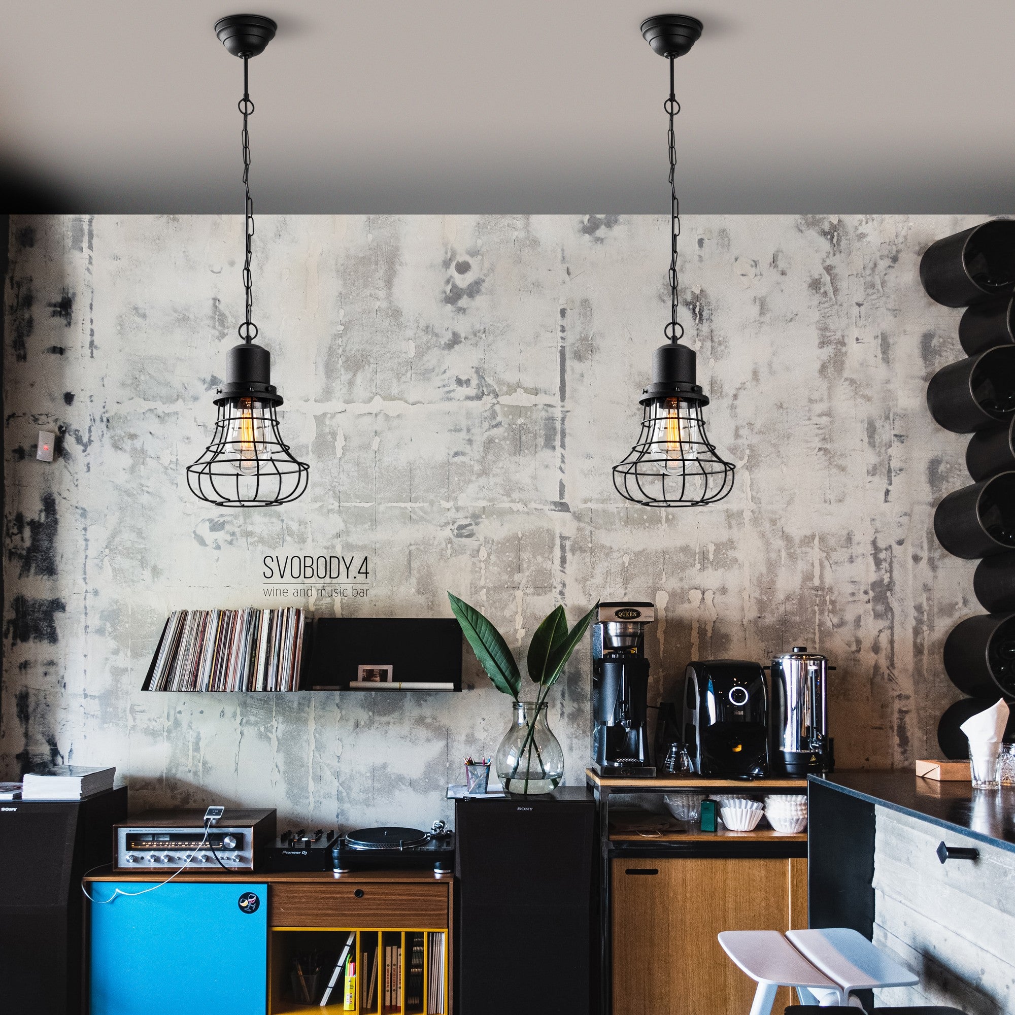 Candeeiro de Teto elegante de metal preto, 22 cm de largura x 110 cm de altura | Soquete E27, máx. 40 W, classificação IP44 | Perfeito para decoração e iluminação de casa moderna