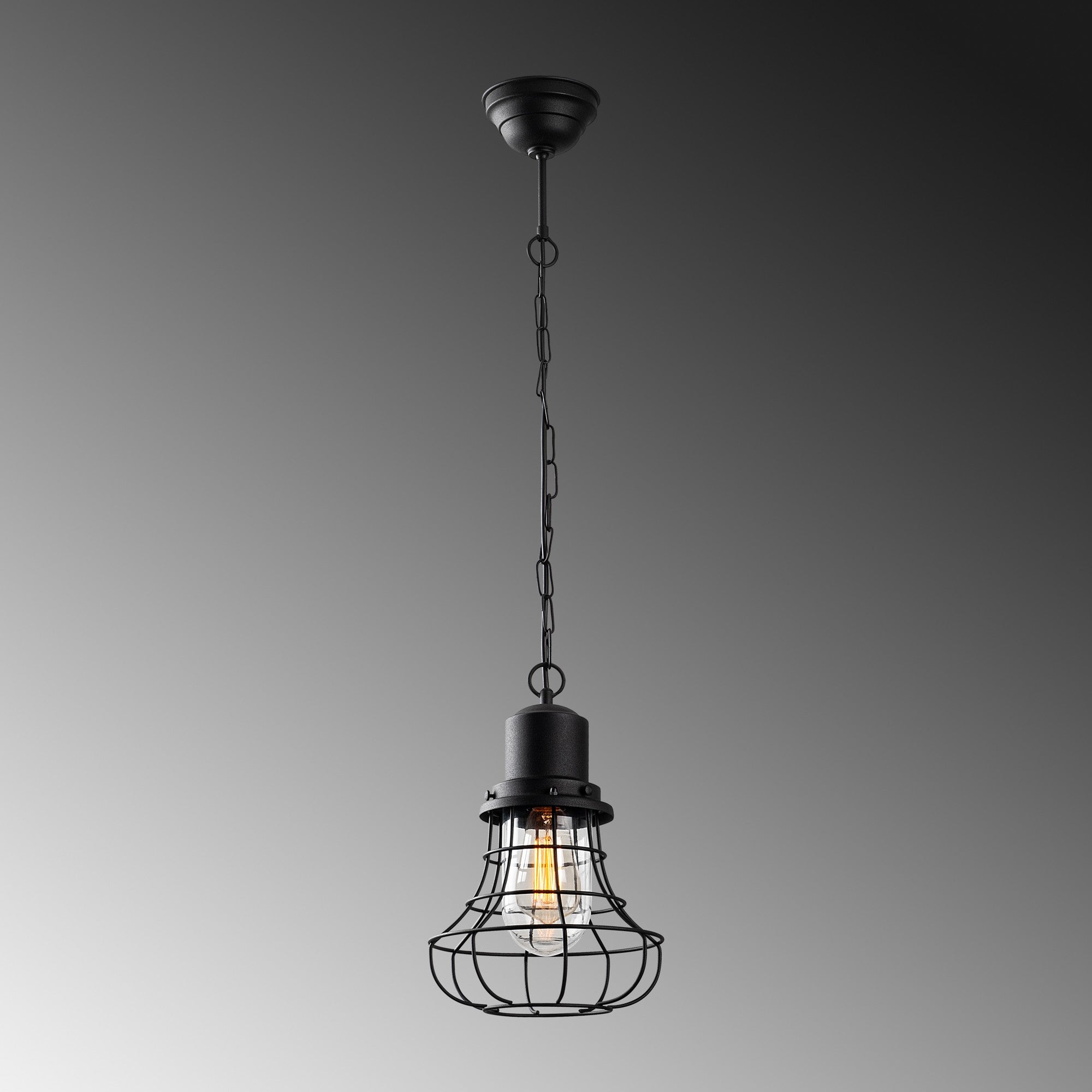 Candeeiro de Teto elegante de metal preto, 22 cm de largura x 110 cm de altura | Soquete E27, máx. 40 W, classificação IP44 | Perfeito para decoração e iluminação de casa moderna