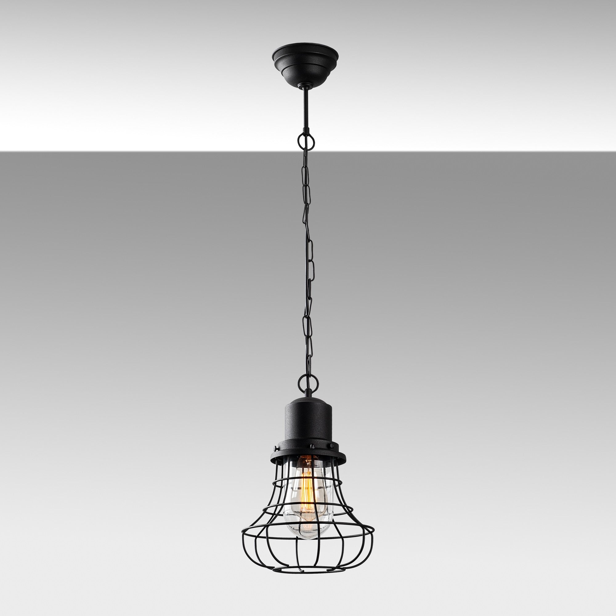Candeeiro de Teto elegante de metal preto, 22 cm de largura x 110 cm de altura | Soquete E27, máx. 40 W, classificação IP44 | Perfeito para decoração e iluminação de casa moderna