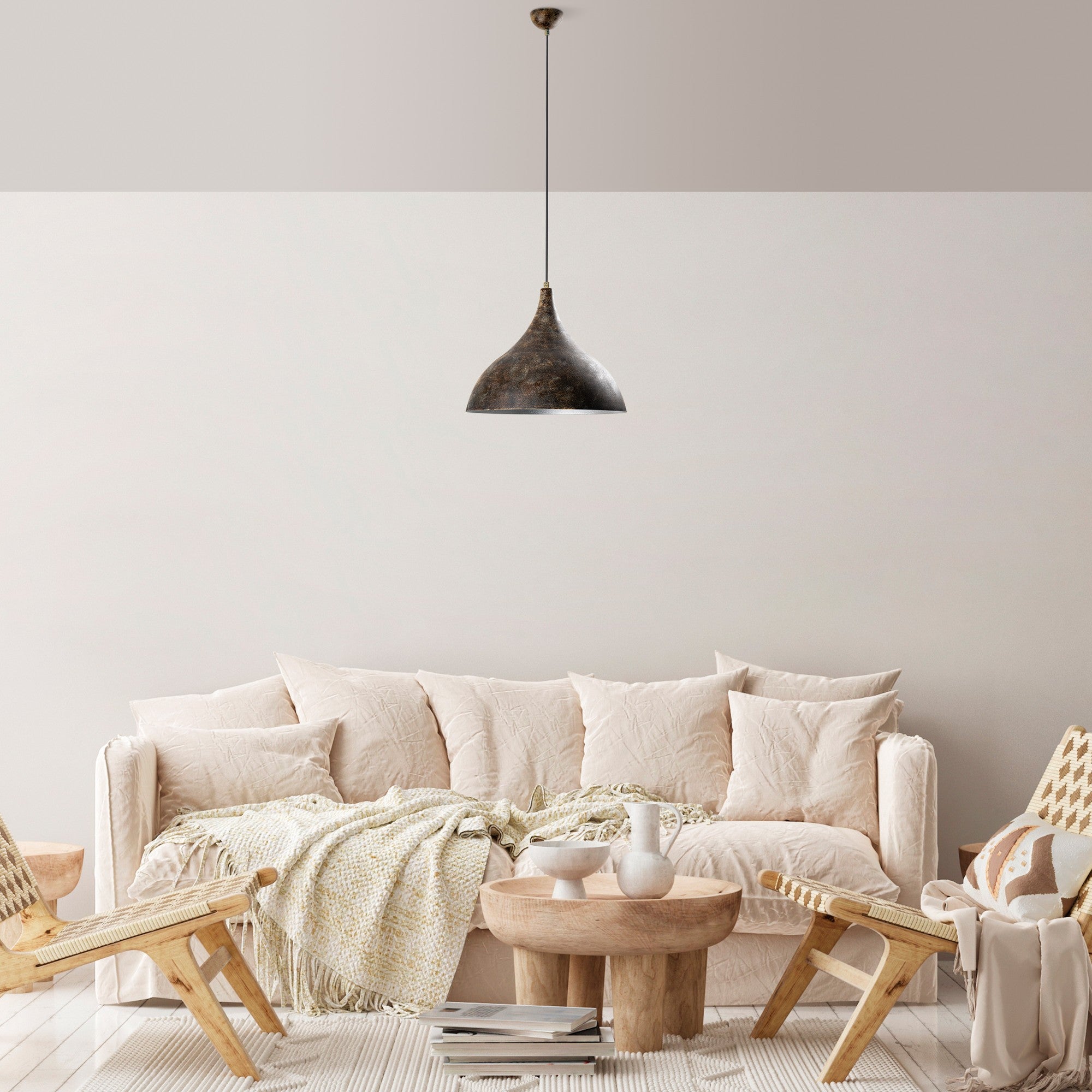 Candeeiro de Teto ajustável – Ø41 cm – acabamento antigo – metal