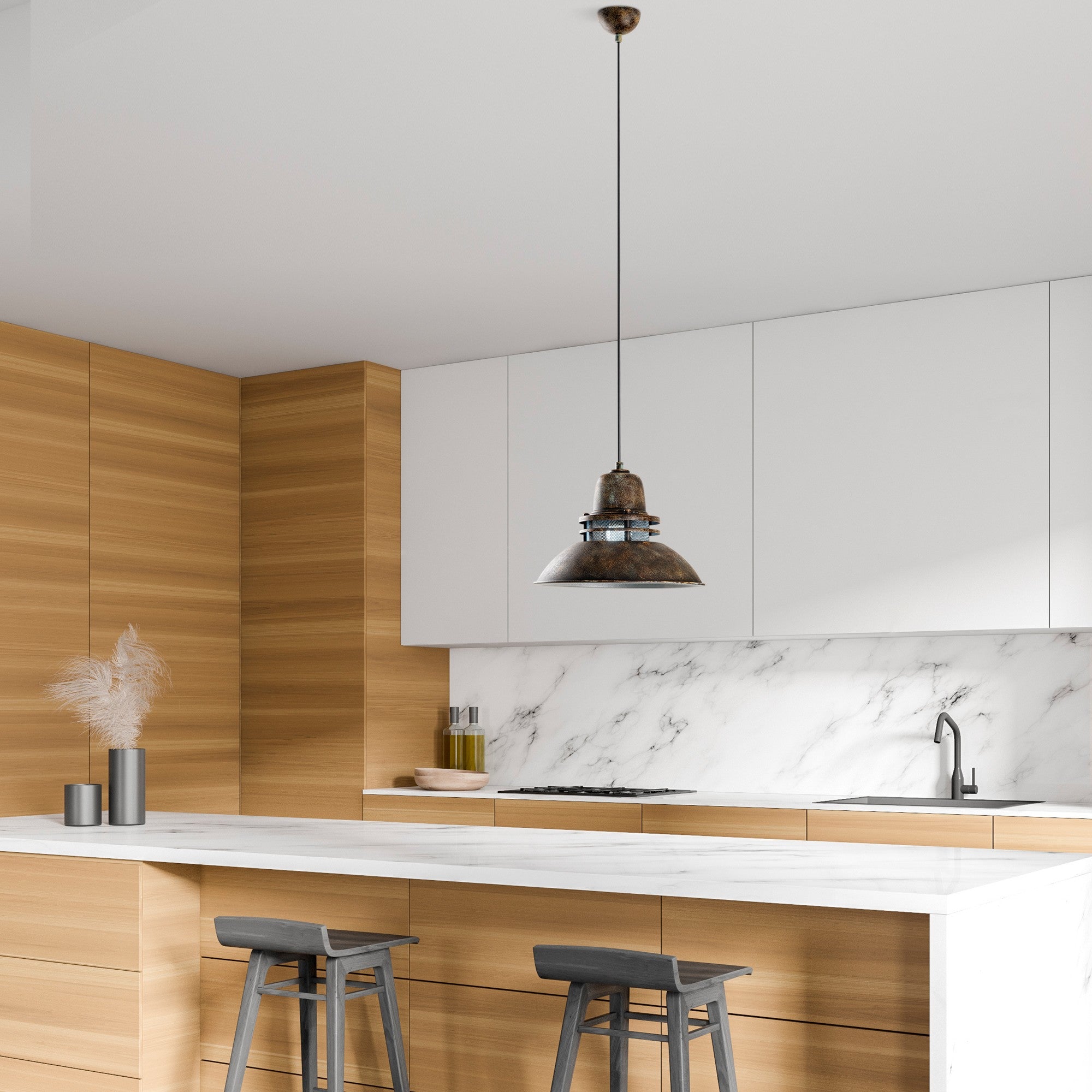 Candeeiro de Teto elegante ajustável – 34-123 cm – cor antiquada – corpo de metal