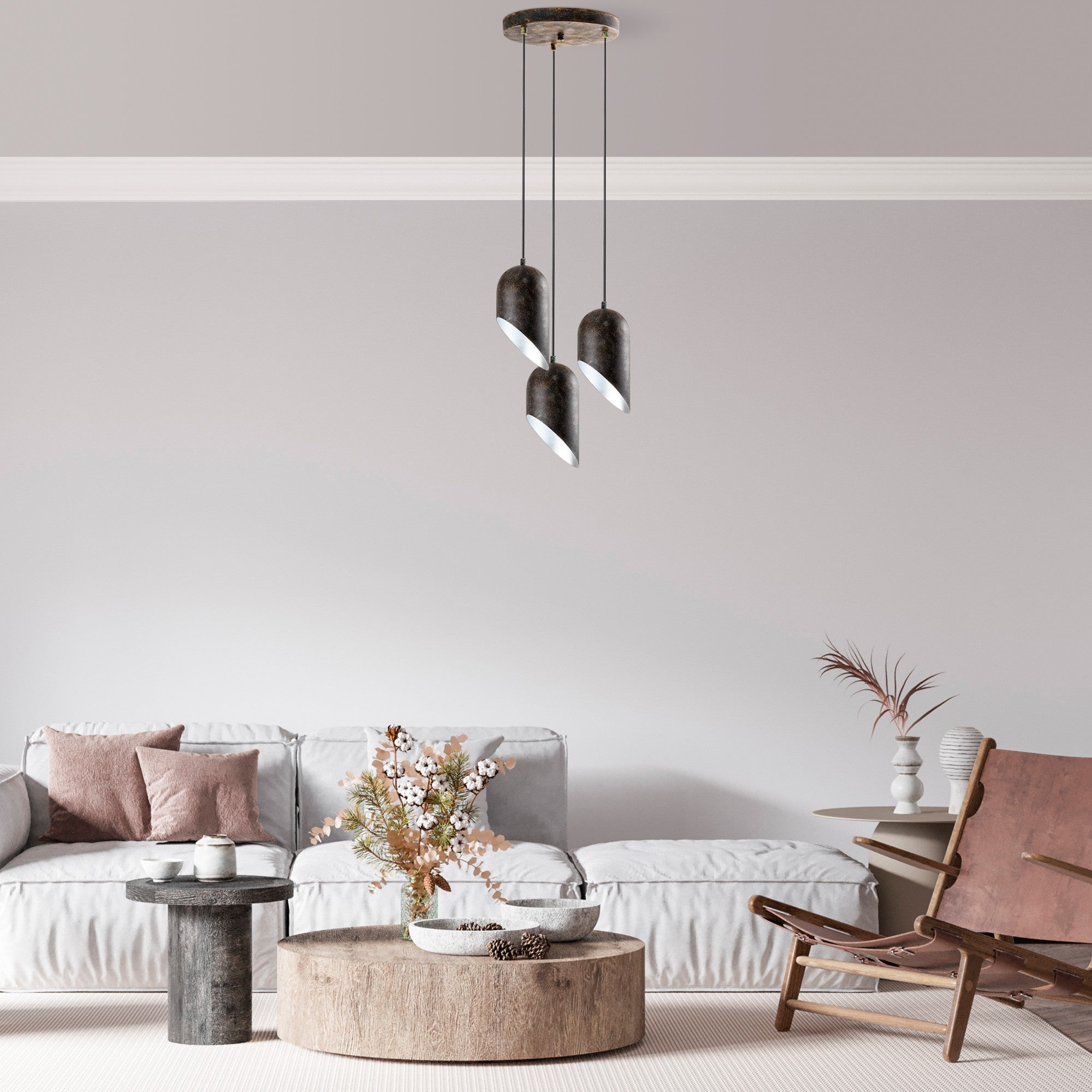 Candeeiro de Teto – 40 cm de diâmetro – Cor antiquada – Metal