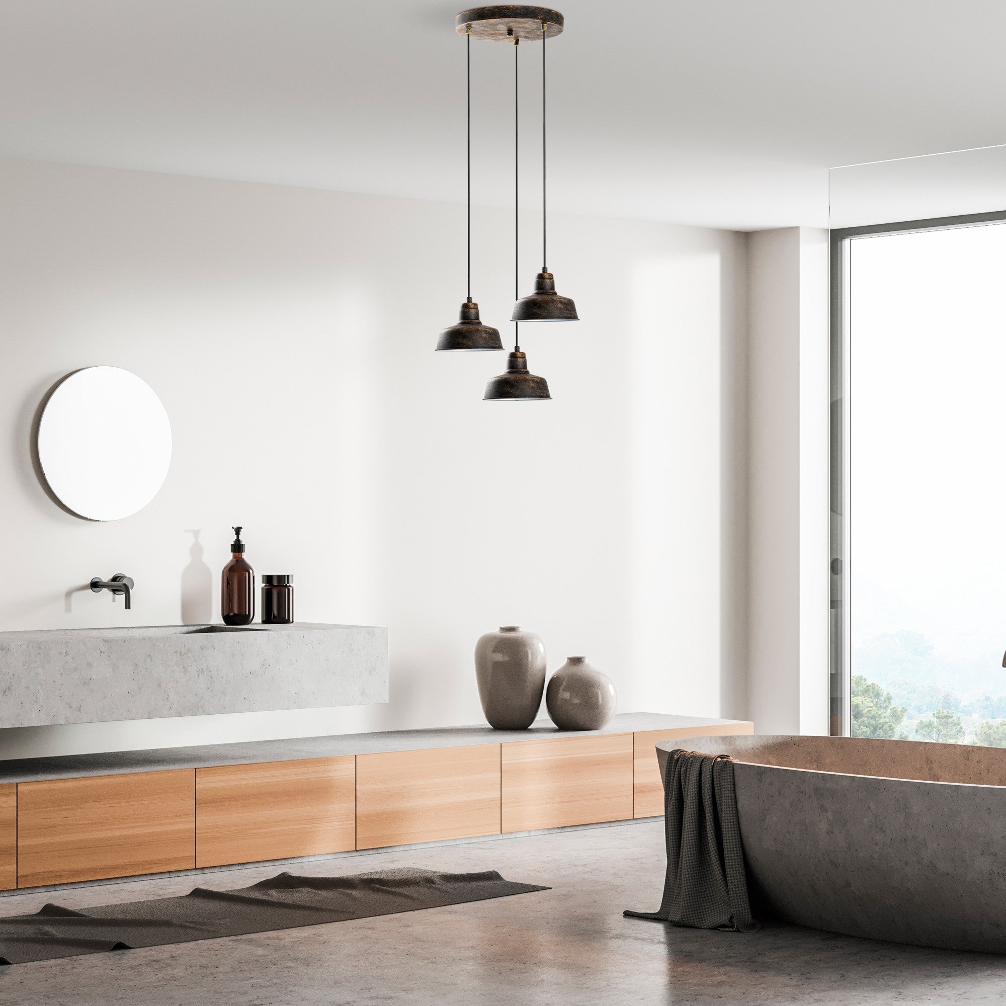 Candeeiro de Teto – 45 cm de diâmetro – cor(s) antiquada(s) – metal