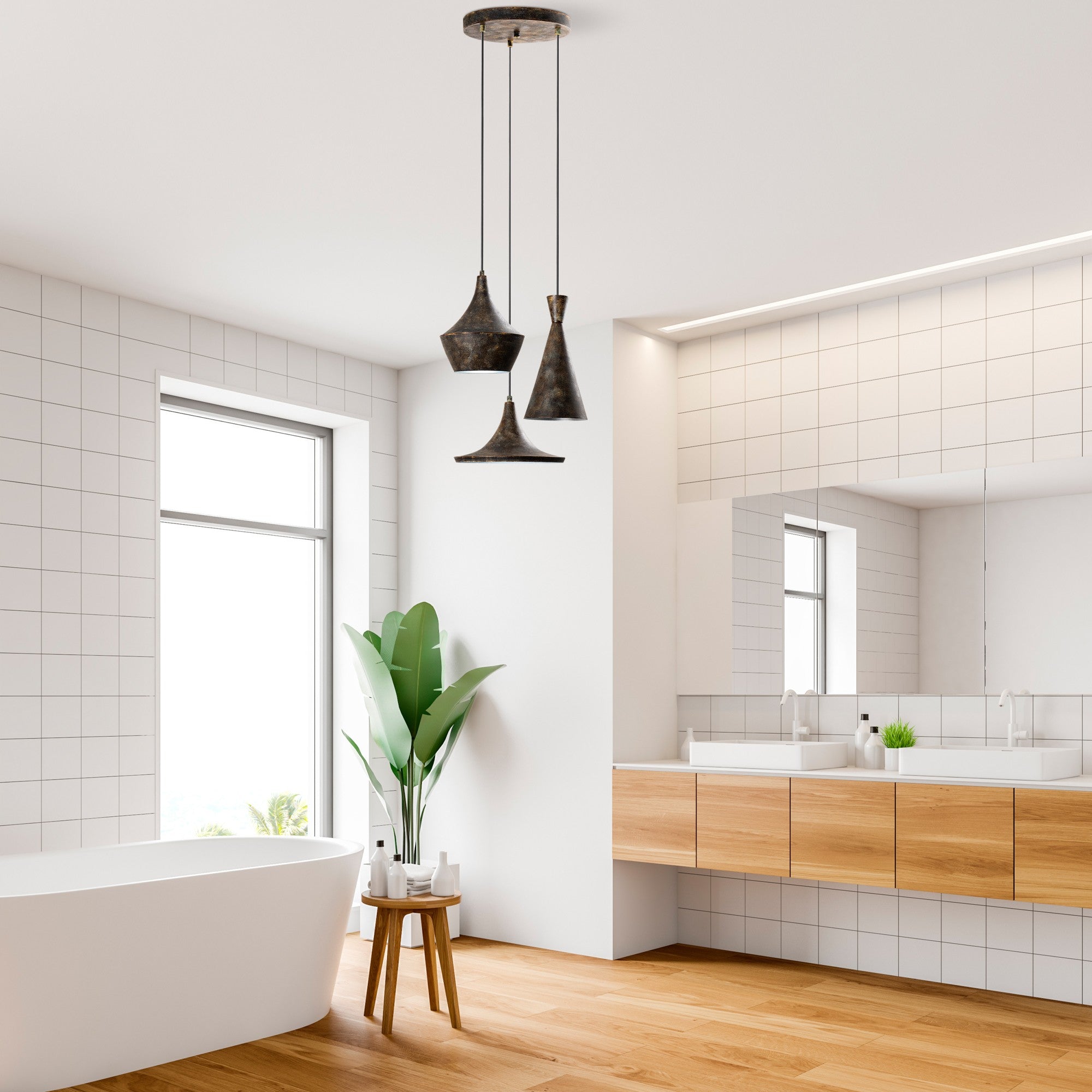 Candeeiro de Teto ajustável – 45 cm de diâmetro – cor antiquada – metal