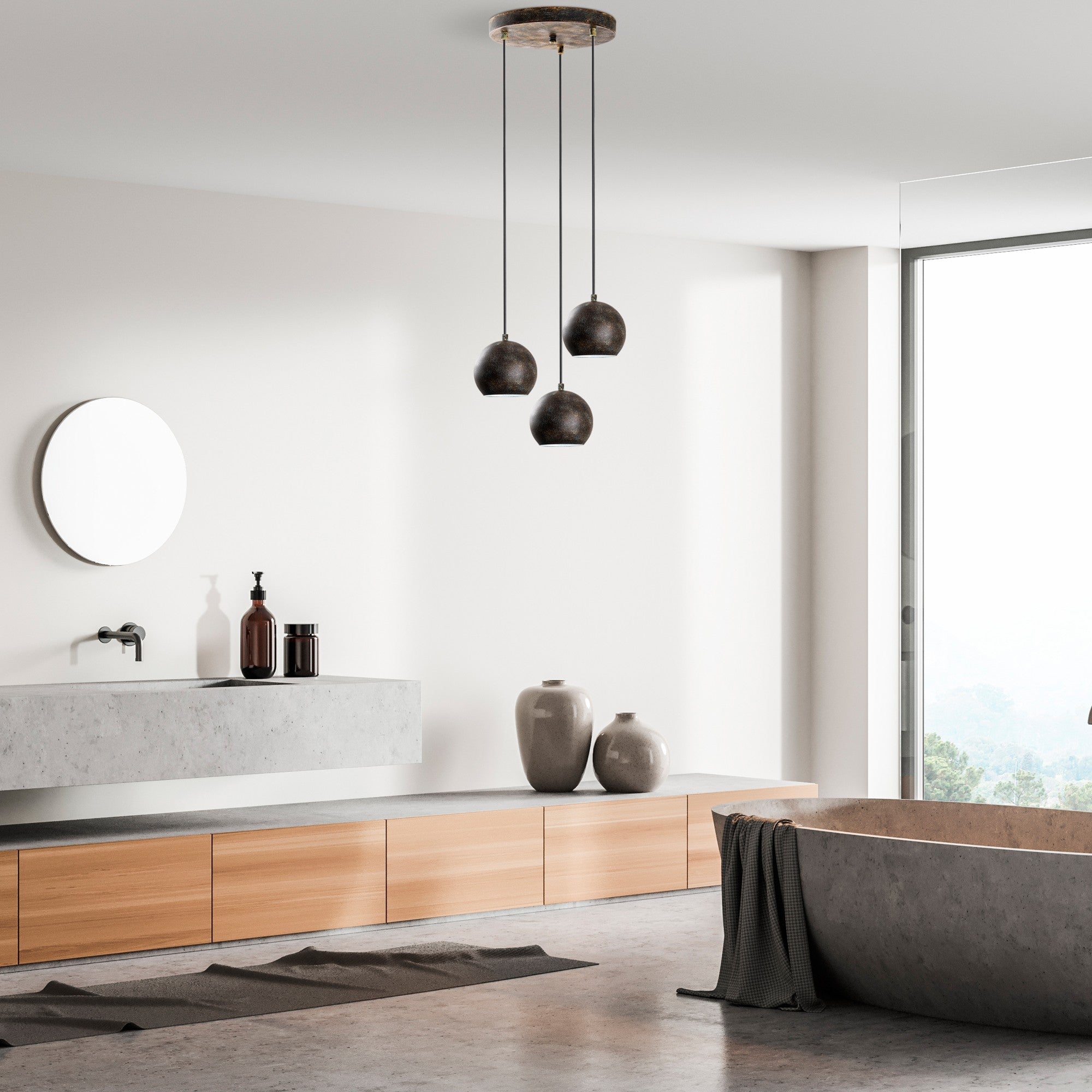 Candeeiro de Teto elegante ajustável – 45 cm de diâmetro – cor antiquada – metal