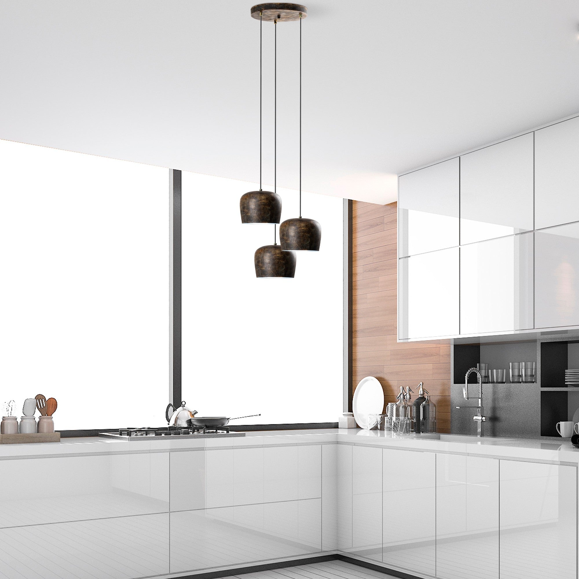 Candeeiro de Teto elegante ajustável – 45 cm de diâmetro – Cor antiquada – Metal