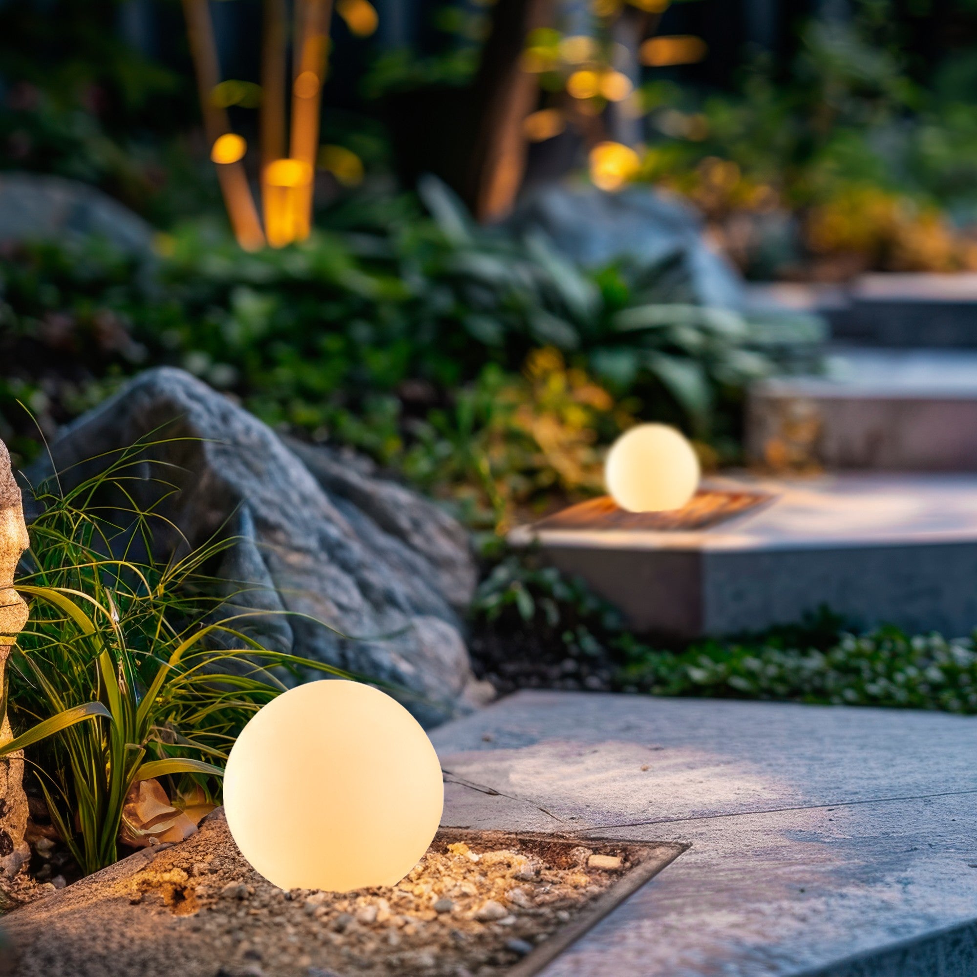 Candeeiro de Pé para Exterior – 57 cm – Preto – Plástico