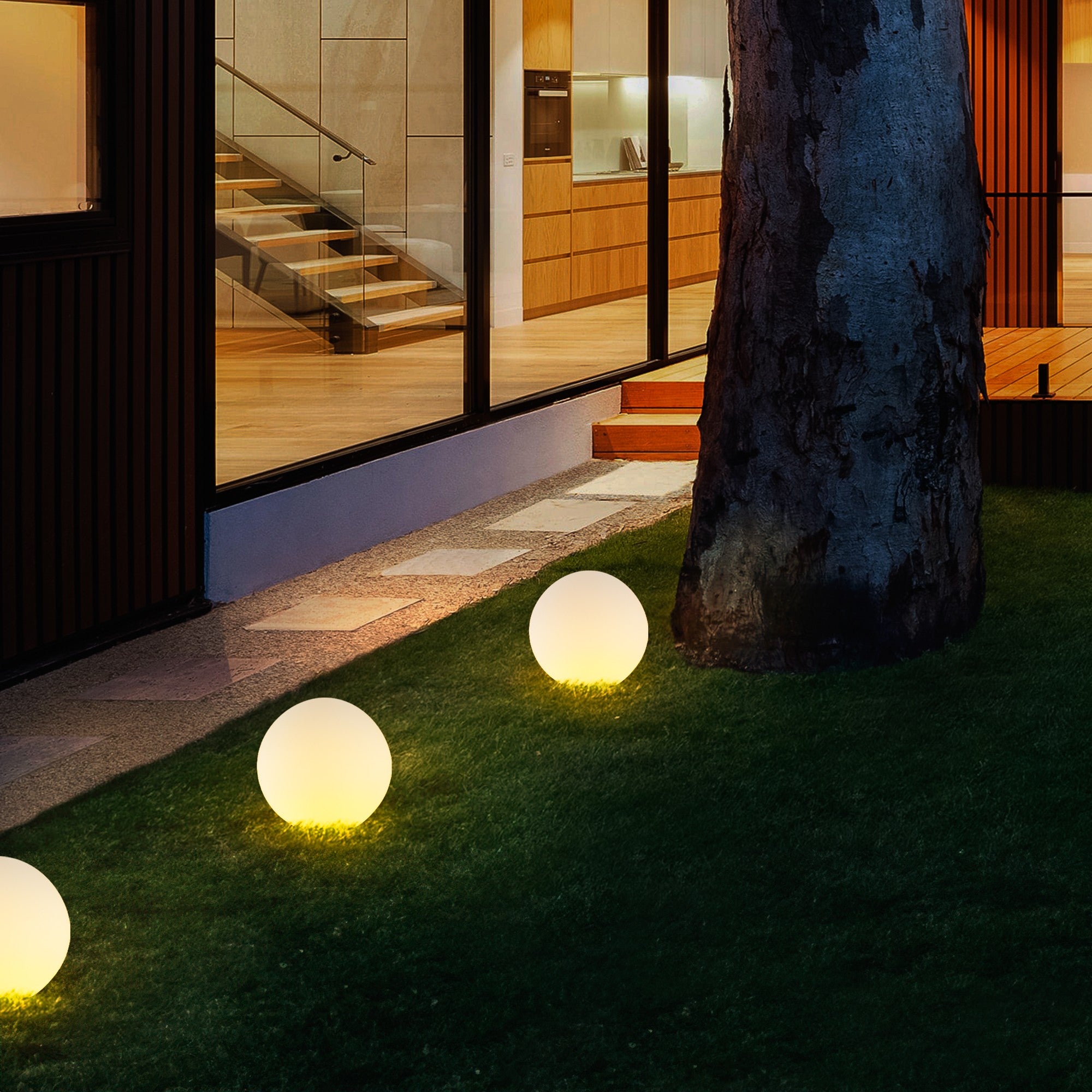 Candeeiro de Pé para Área Externa – 30 cm diâmetro x 62 cm altura – Preto e Branco – Plástico