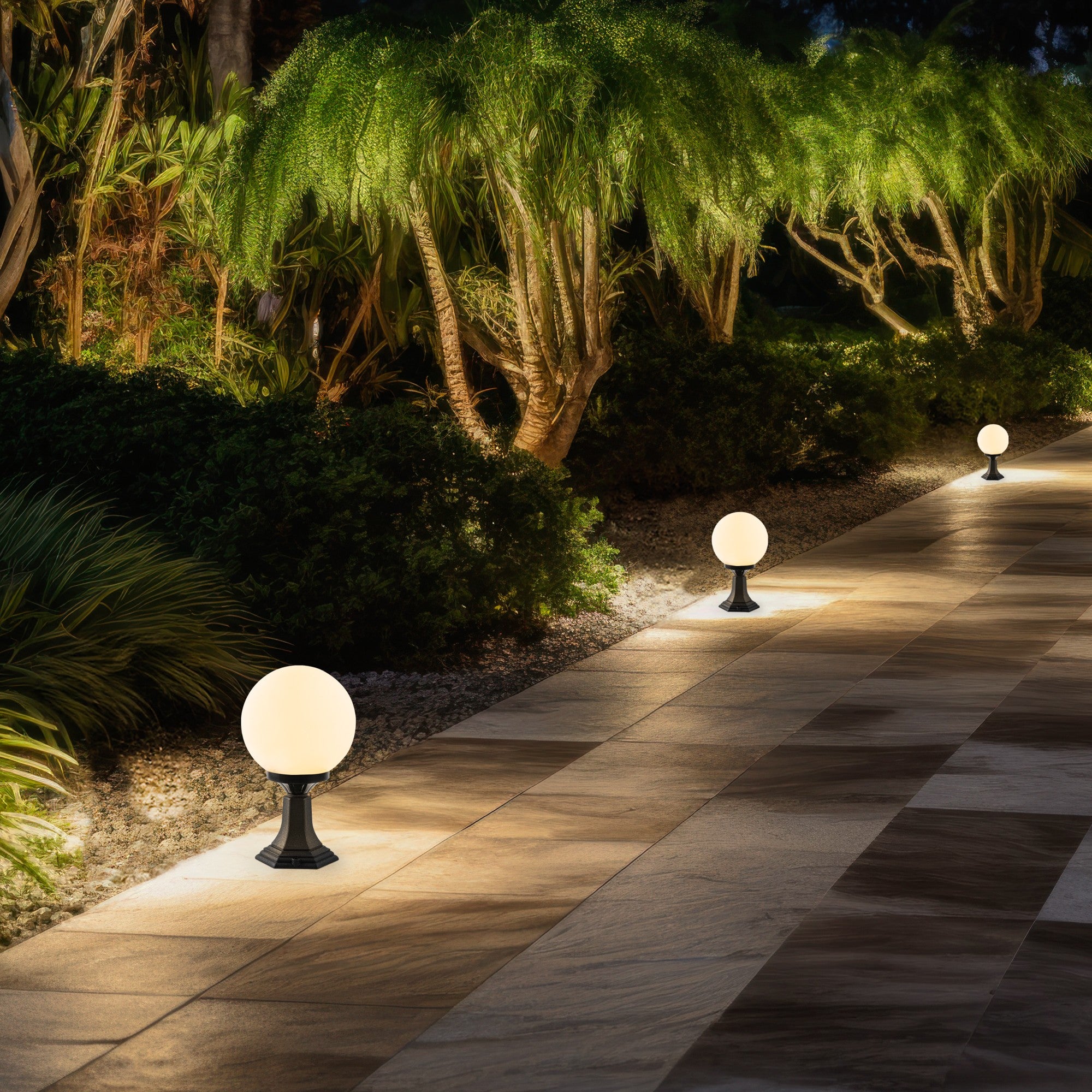 Candeeiro de Pé para Exterior – 36 cm altura – Preto – Plástico