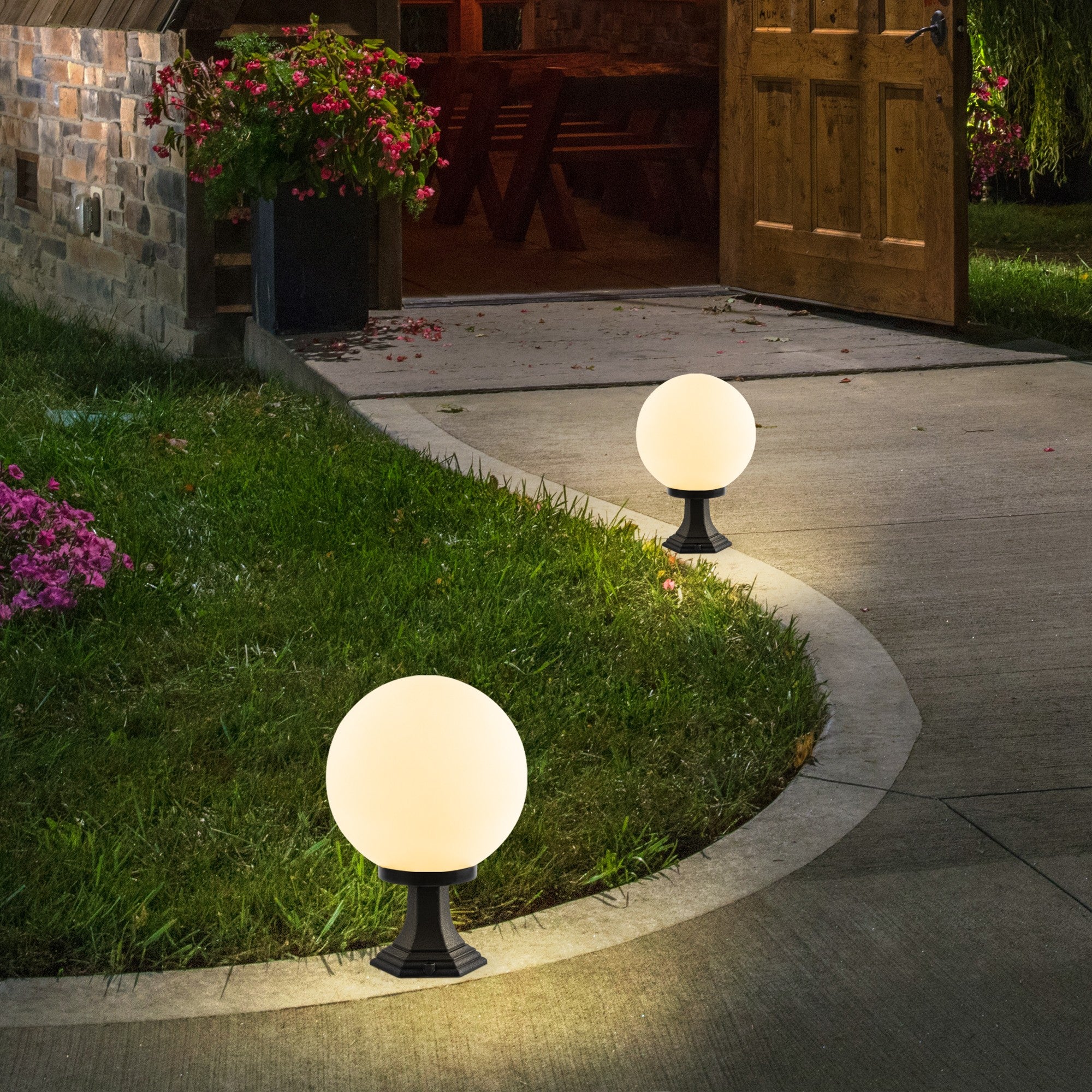 Candeeiro de Pé para Exterior – 25 cm diâmetro – Preto – Plástico e Acrílico