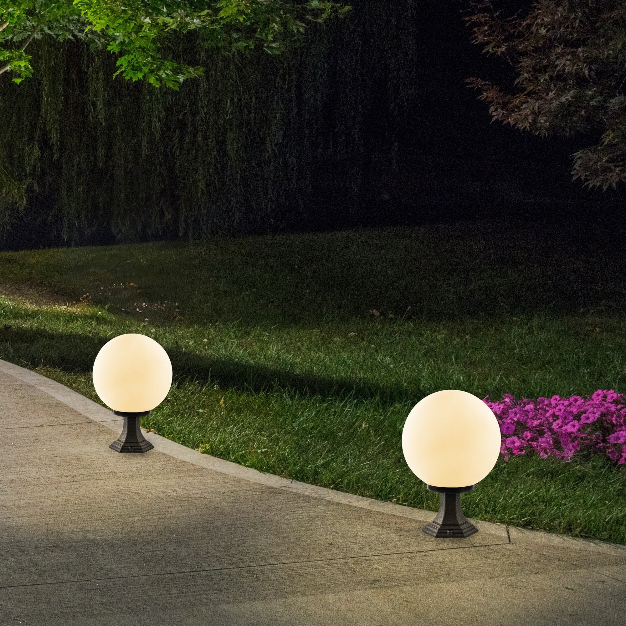 Candeeiro de Pé para Exterior – 30 cm diâmetro – Preto – Plástico/Acrílico