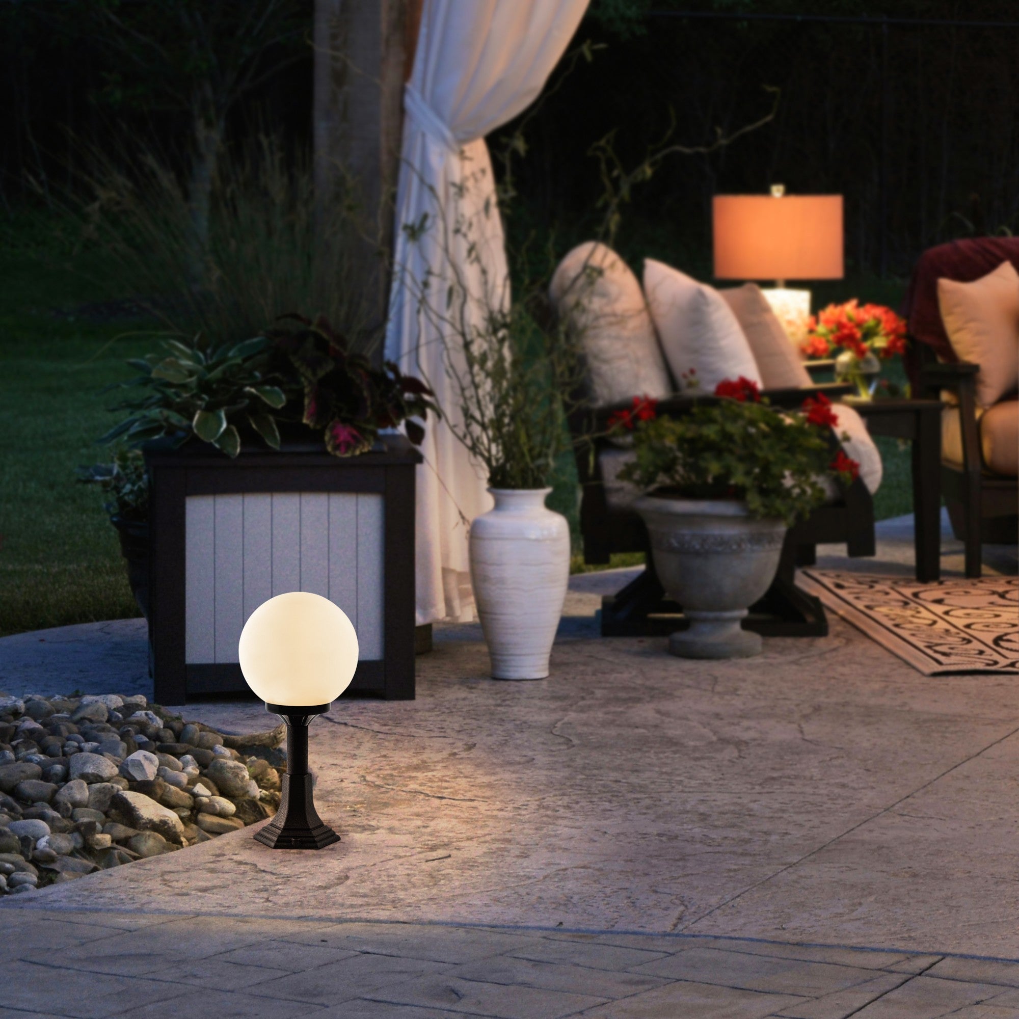 Candeeiro de Pé para Exterior – 51 cm – Preto – Plástico