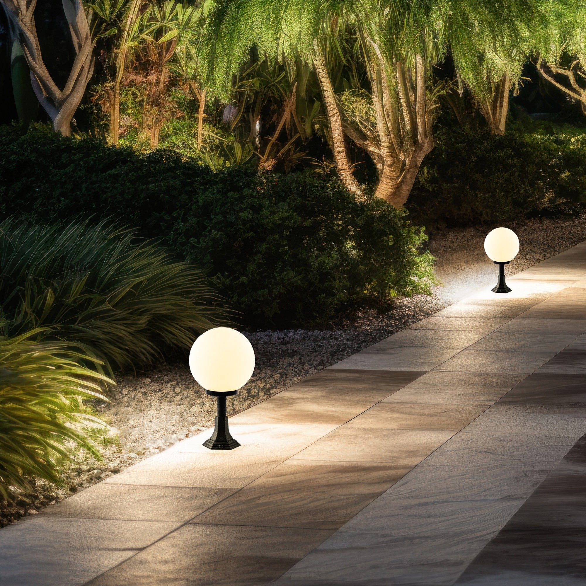 Candeeiro de Pé para Exterior – 53 cm – Preto – Plástico