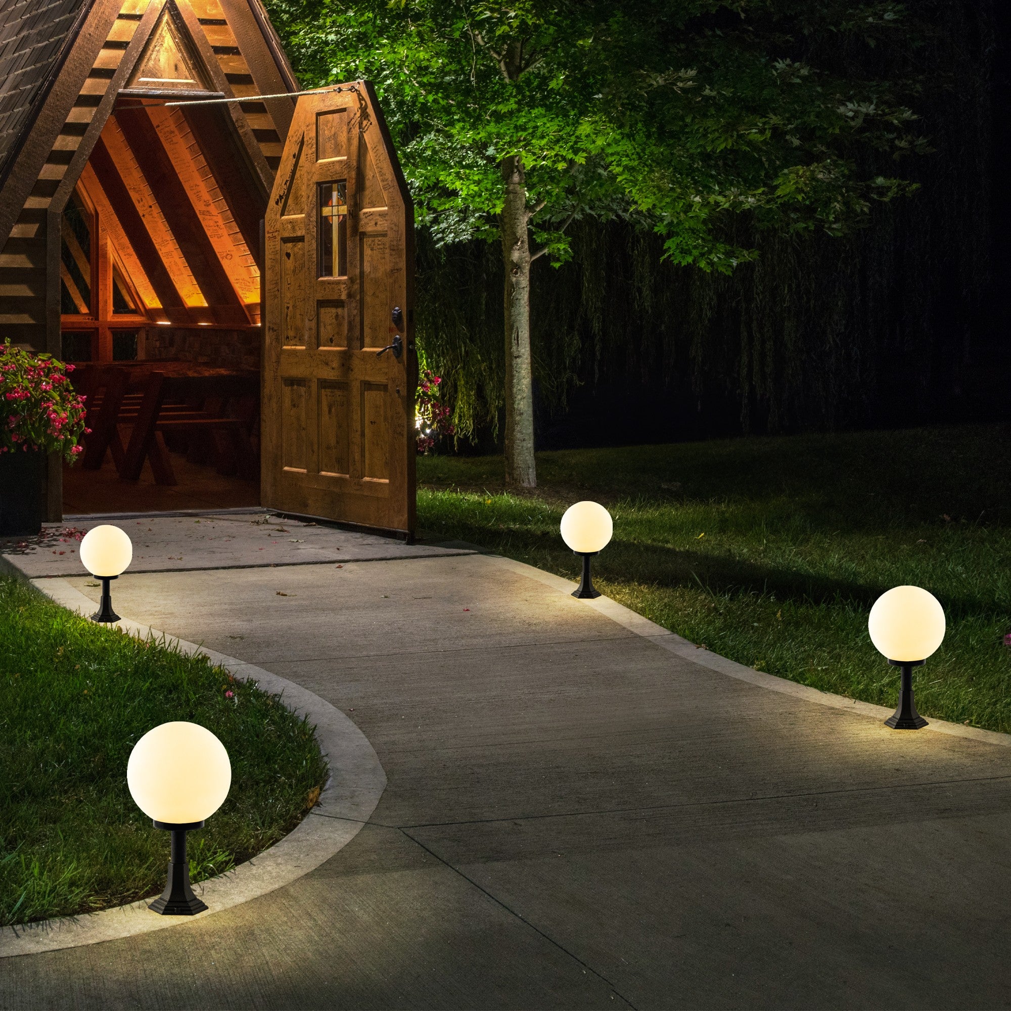 Candeeiro de Pé para Exterior – 53 cm – Preto – Plástico