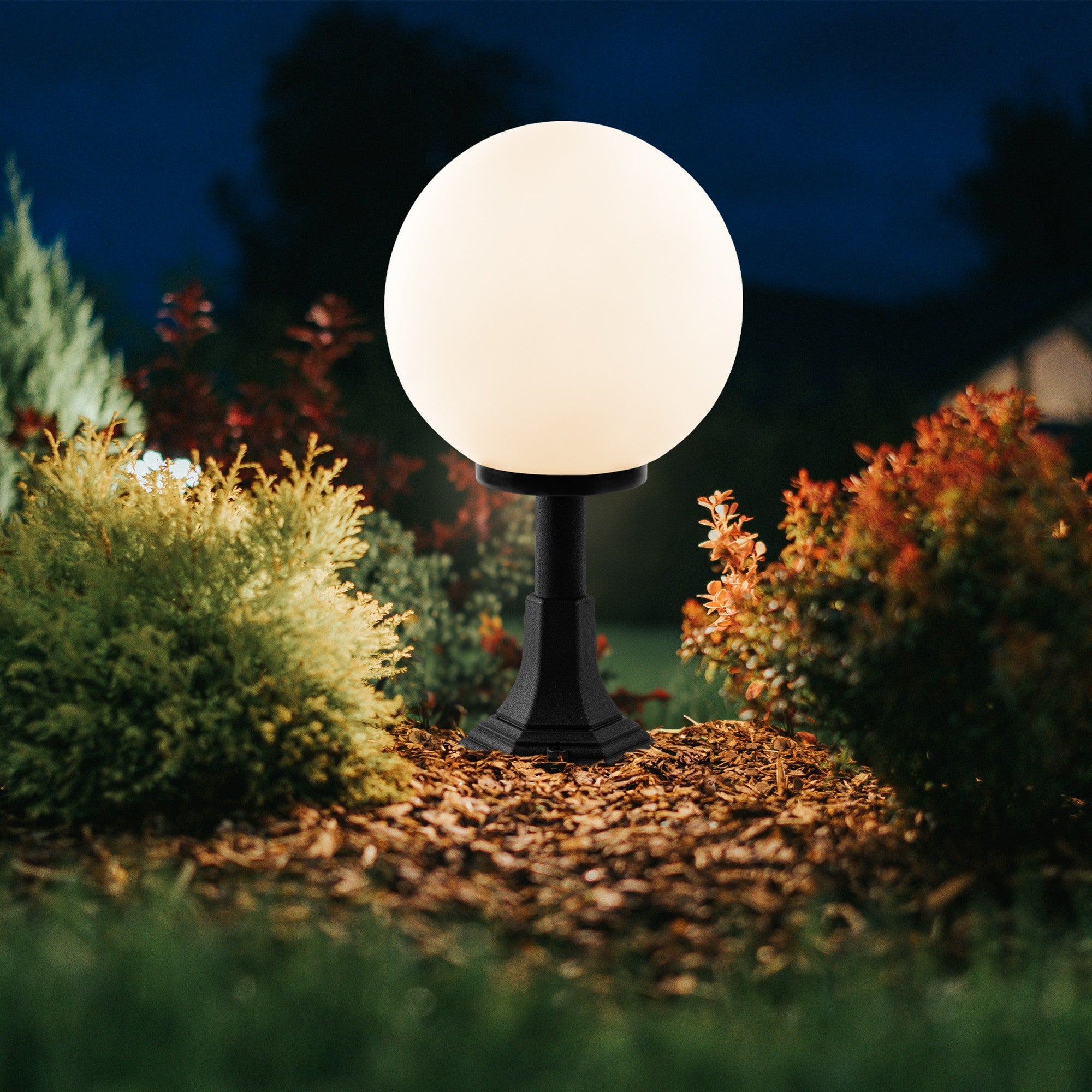 Candeeiro de Pé para Exterior – 60 cm – Preto – Plástico e Acrílico