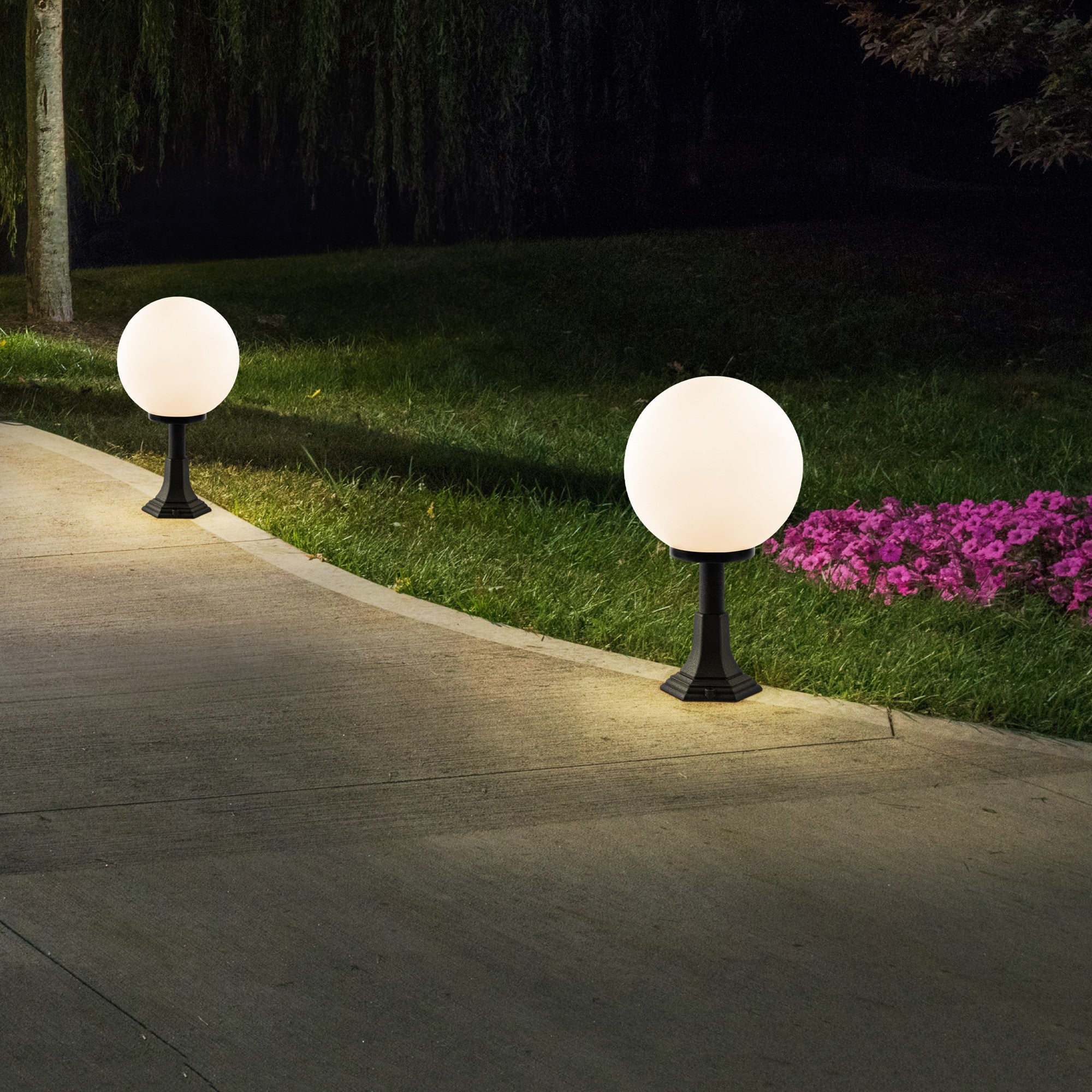 Candeeiro de Pé para Exterior – 60 cm – Preto – Plástico e Acrílico