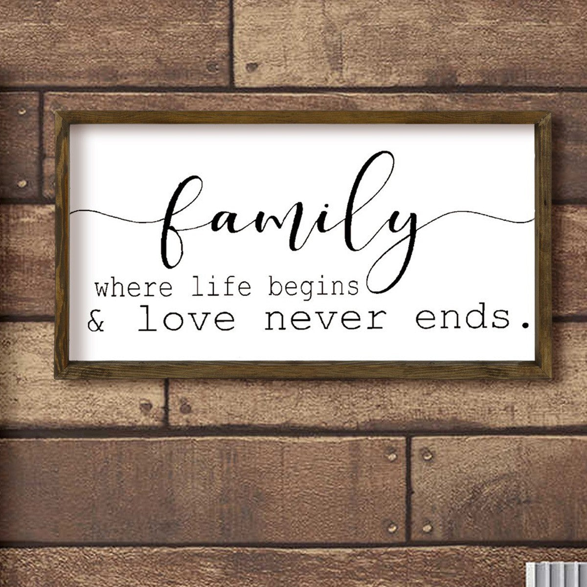 Pintura decorativa emoldurada – 25 x 50 cm – marrom, branco e preto – MDF e madeira de pinho