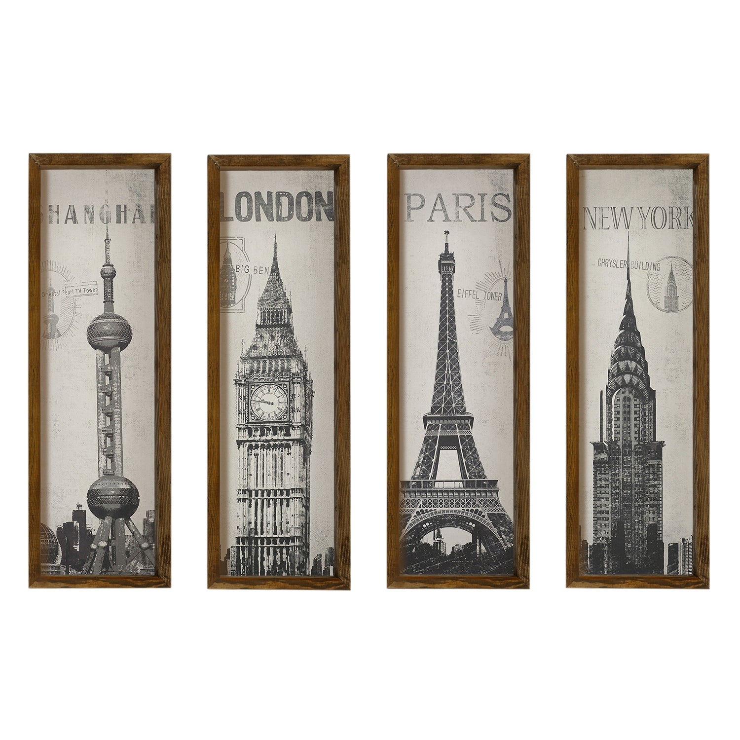 Quadro Decorativo em MDF – 19 x 70 cm – Marrom, Branco e Preto – Madeira de Pinho