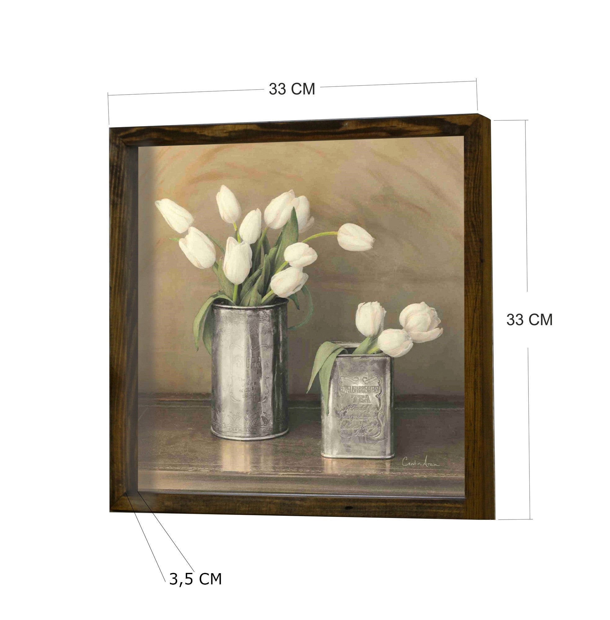 Quadro Decorativo em MDF – 34 x 34 cm – Moldura de madeira de pinho