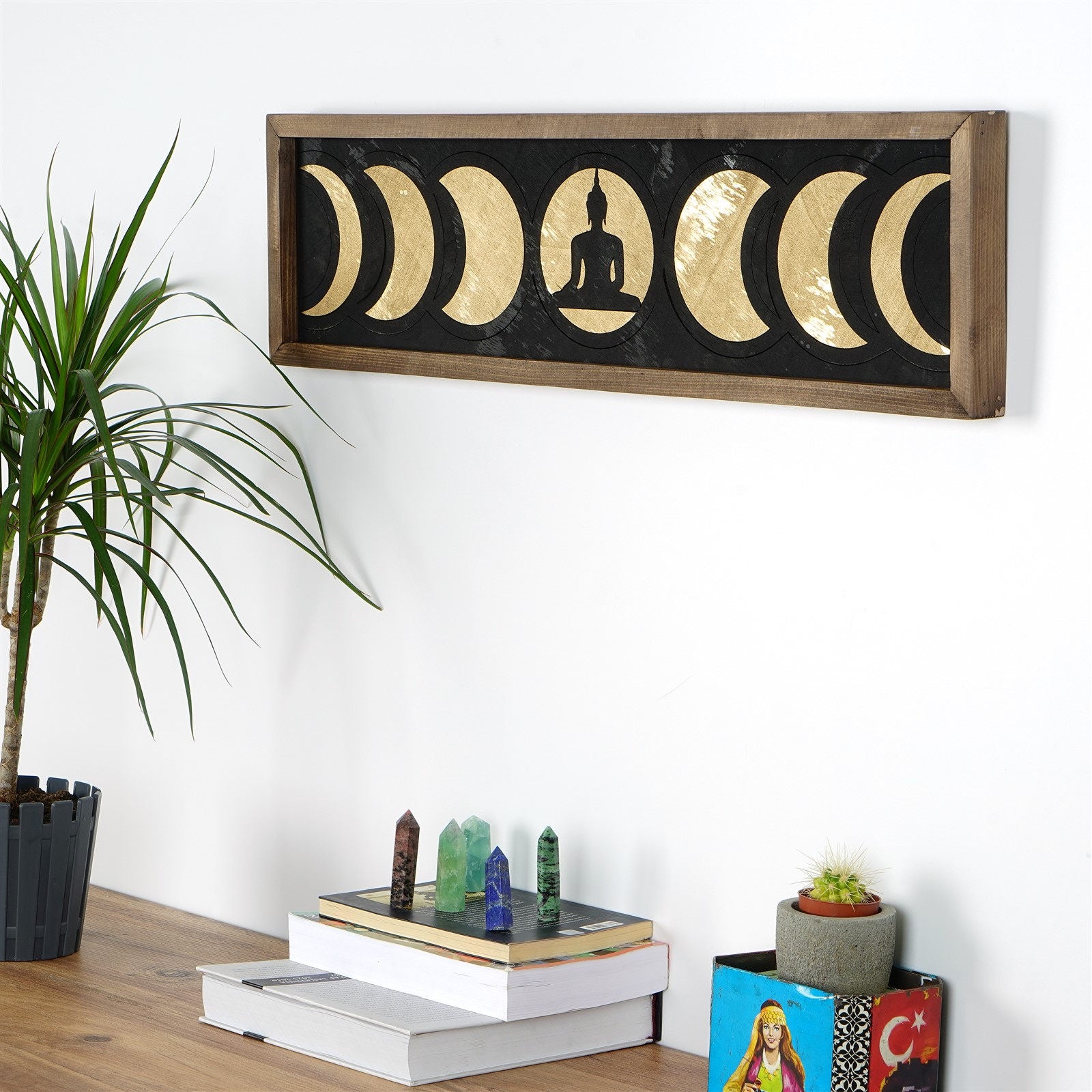 Acessório Decorativo de Parede em Madeira Maciça Multicolor - 72x19,5cm