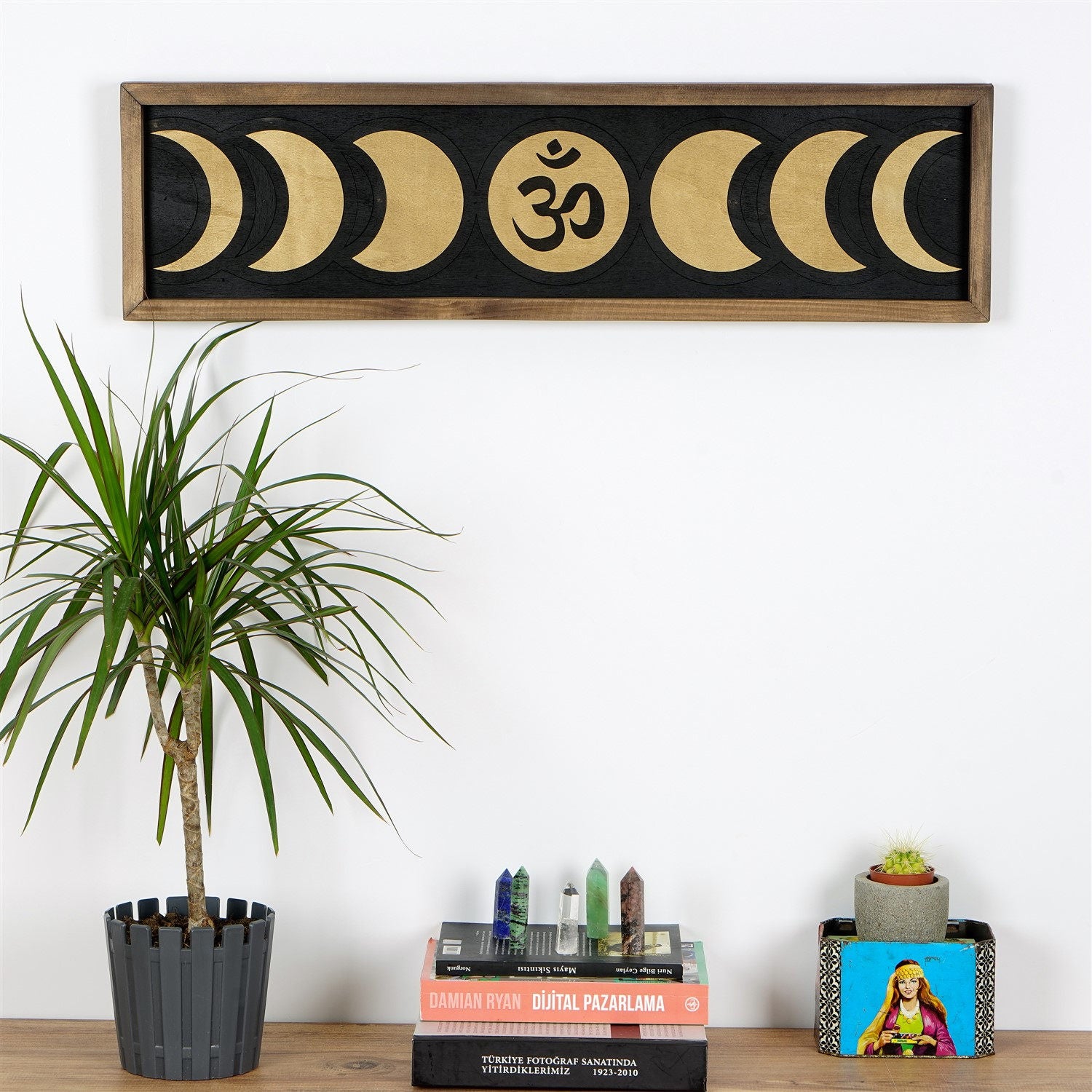 Acessório Decorativo de Parede em Madeira Maciça Multicolor - 72x19,5cm