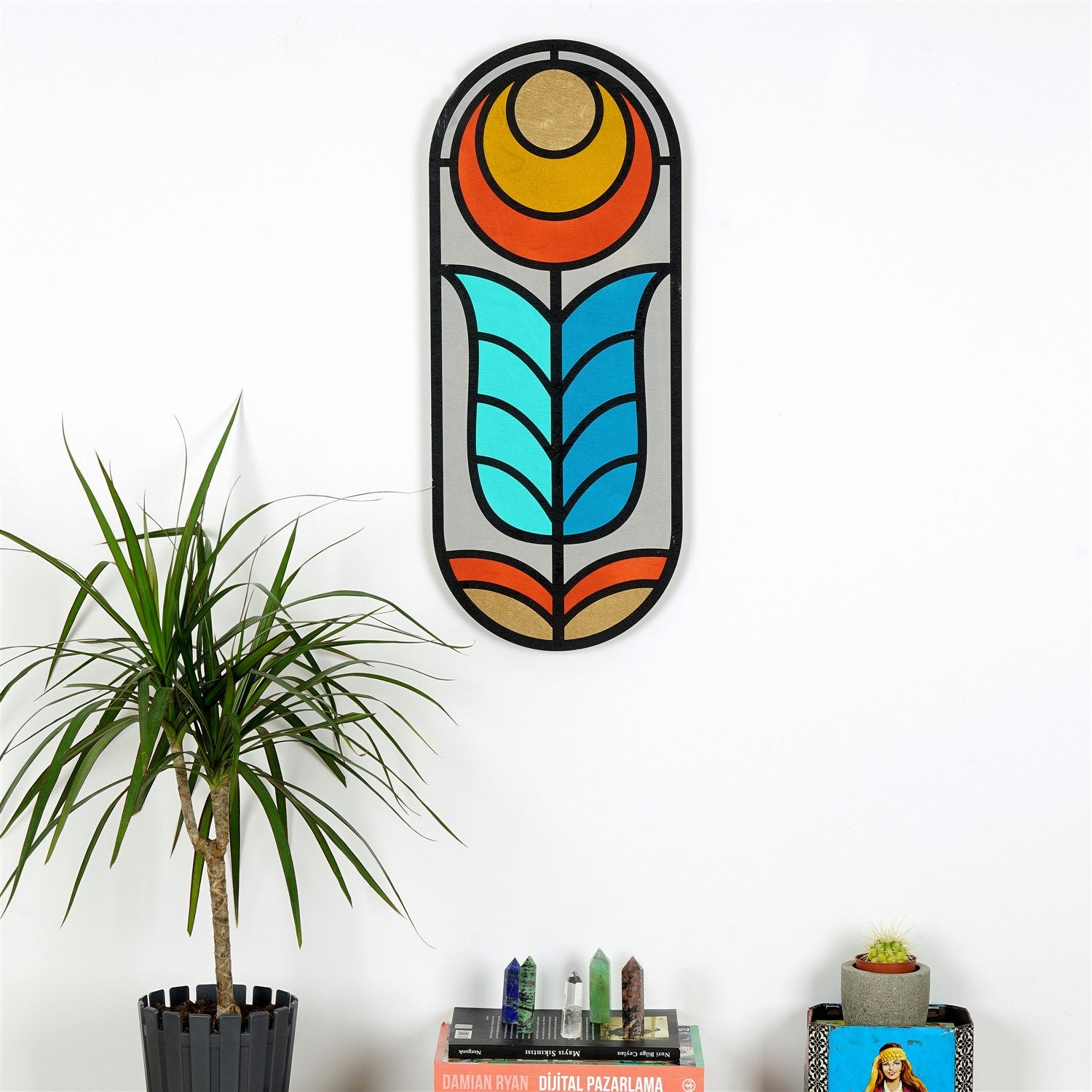 Acessório Decorativo de Parede em Madeira Multicolor ART060 - 53x22cm