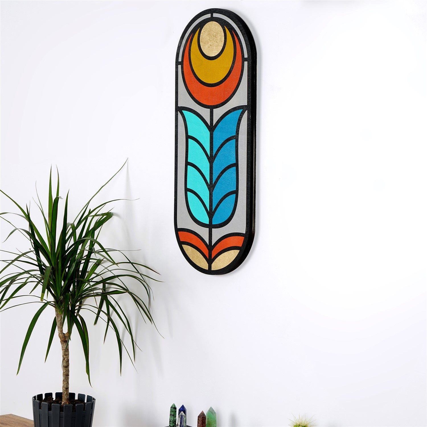 Acessório Decorativo de Parede em Madeira Multicolor ART060 - 53x22cm