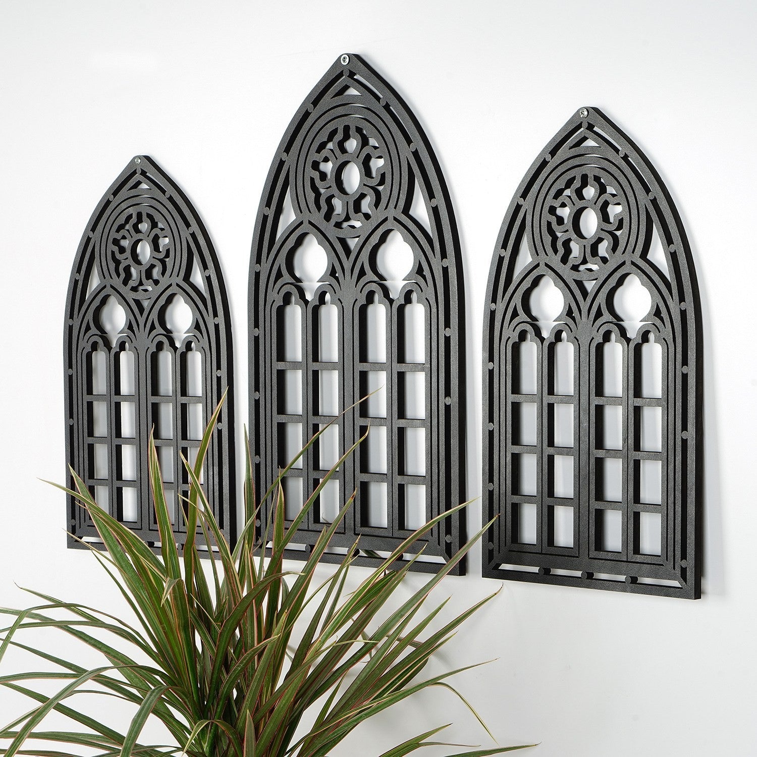 Acessório Decorativo de Parede em Madeira Preta - Conjunto de 3 Peças em MDF