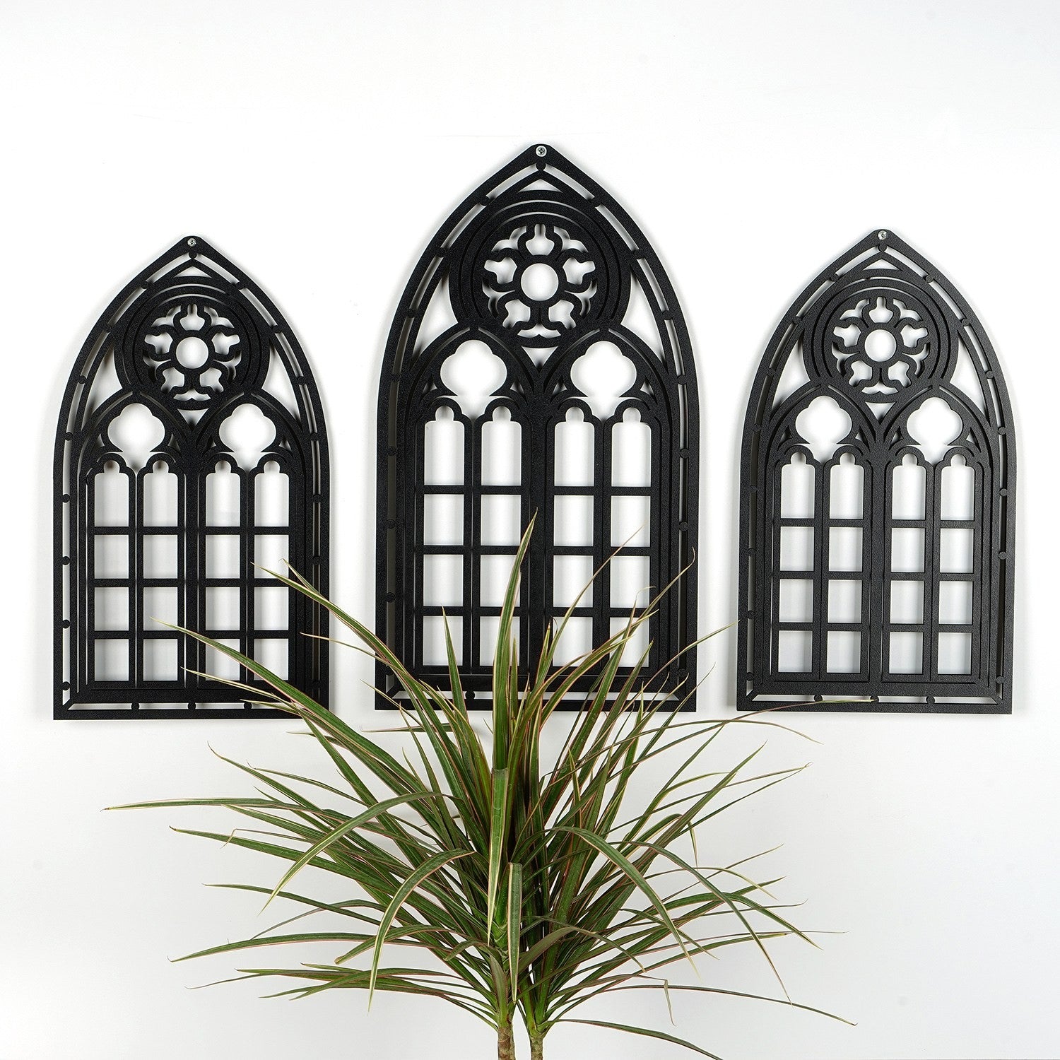 Acessório Decorativo de Parede em Madeira Preta - Conjunto de 3 Peças em MDF