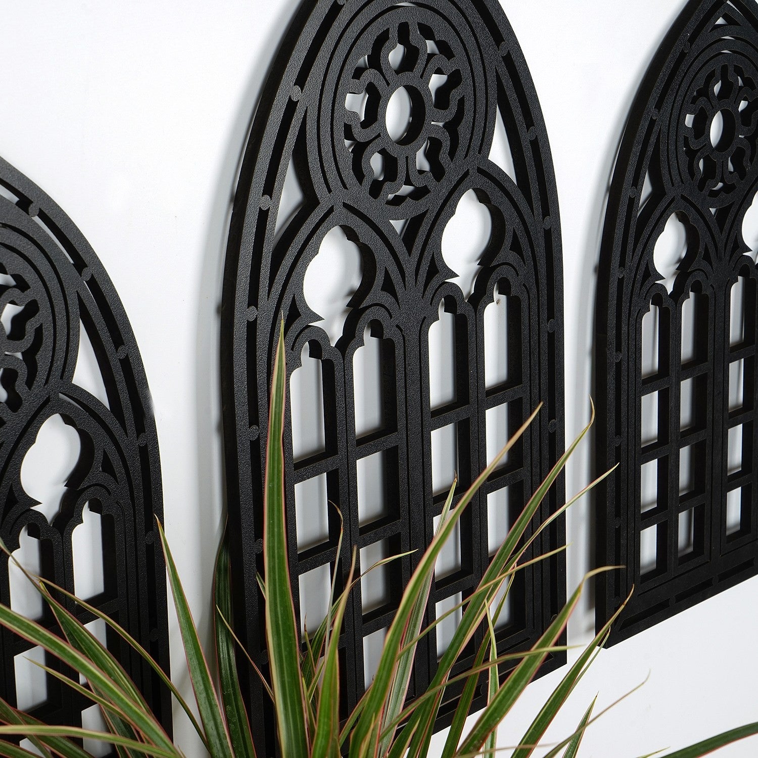 Acessório Decorativo de Parede em Madeira Preta - Conjunto de 3 Peças em MDF