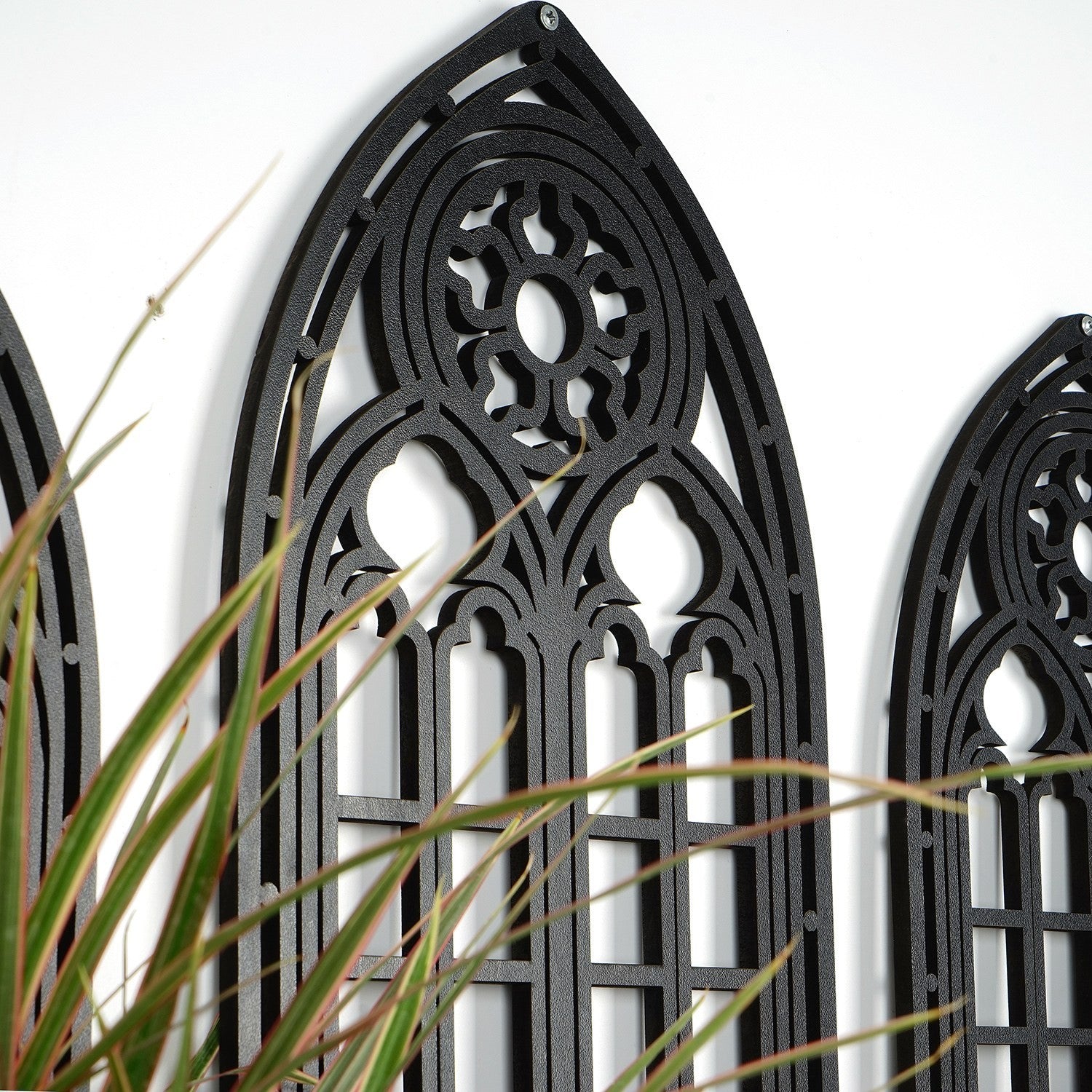 Acessório Decorativo de Parede em Madeira Preta - Conjunto de 3 Peças em MDF