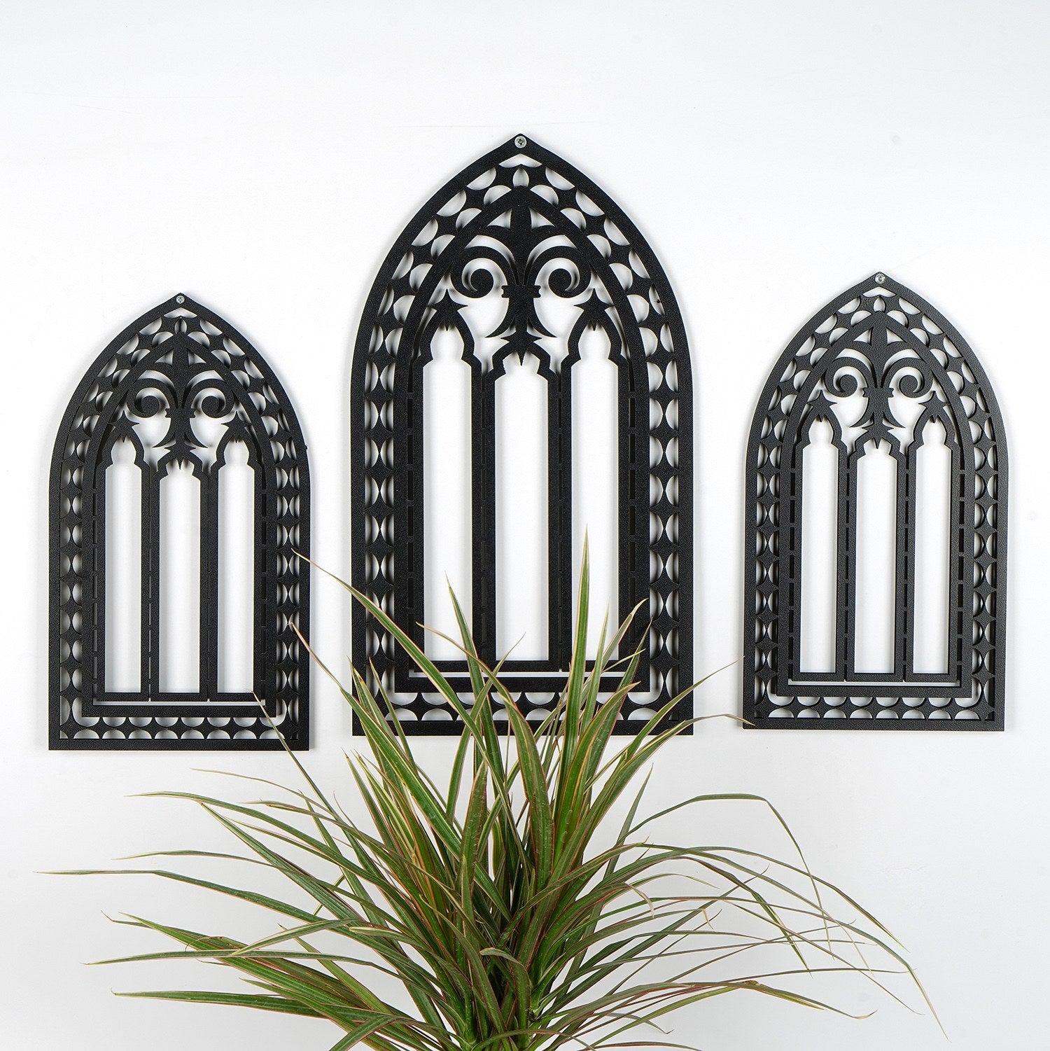 Acessório Decorativo de Parede em Madeira Preta - Conjunto de 3 Peças em MDF