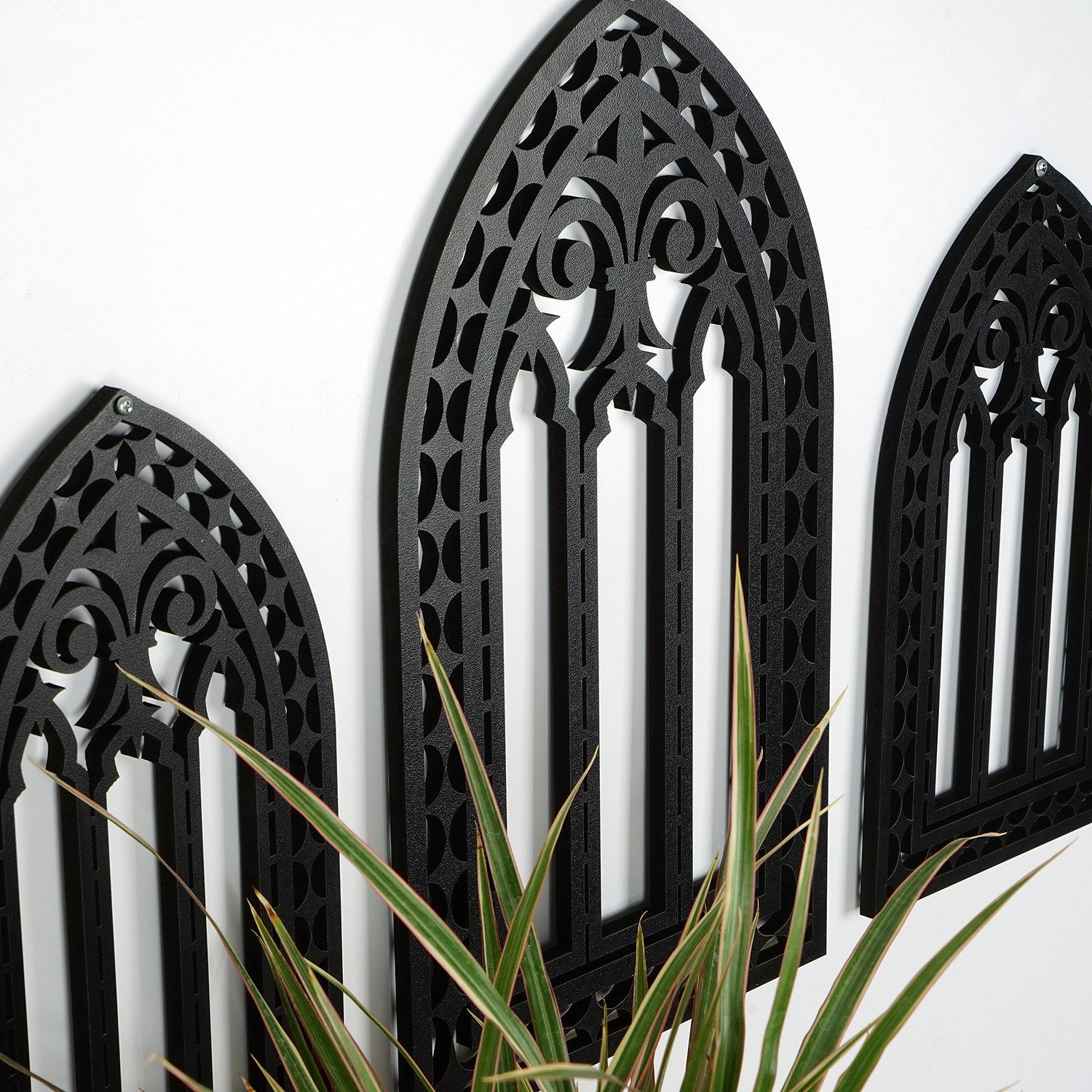 Acessório Decorativo de Parede em Madeira Preta - Conjunto de 3 Peças em MDF