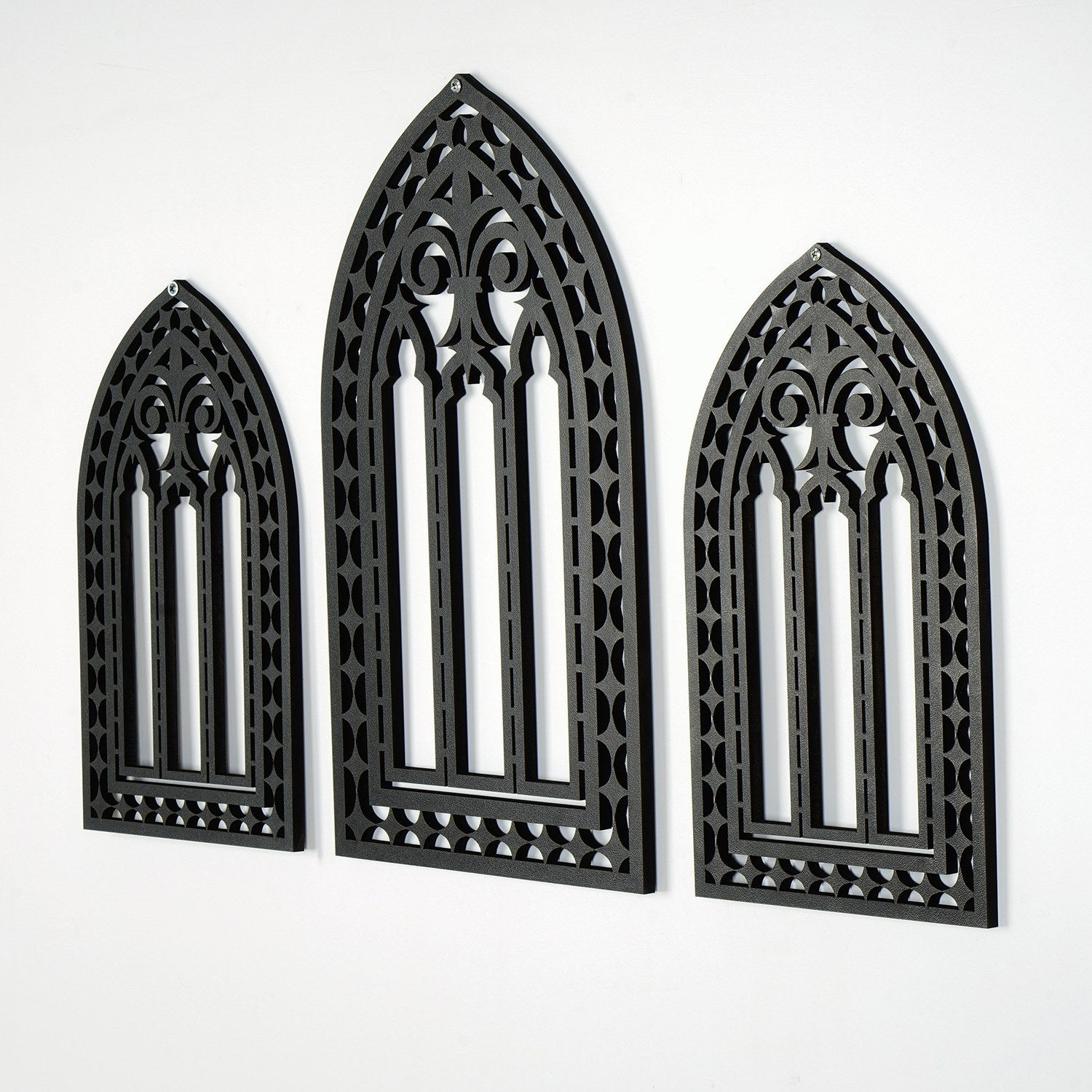 Acessório Decorativo de Parede em Madeira Preta - Conjunto de 3 Peças em MDF