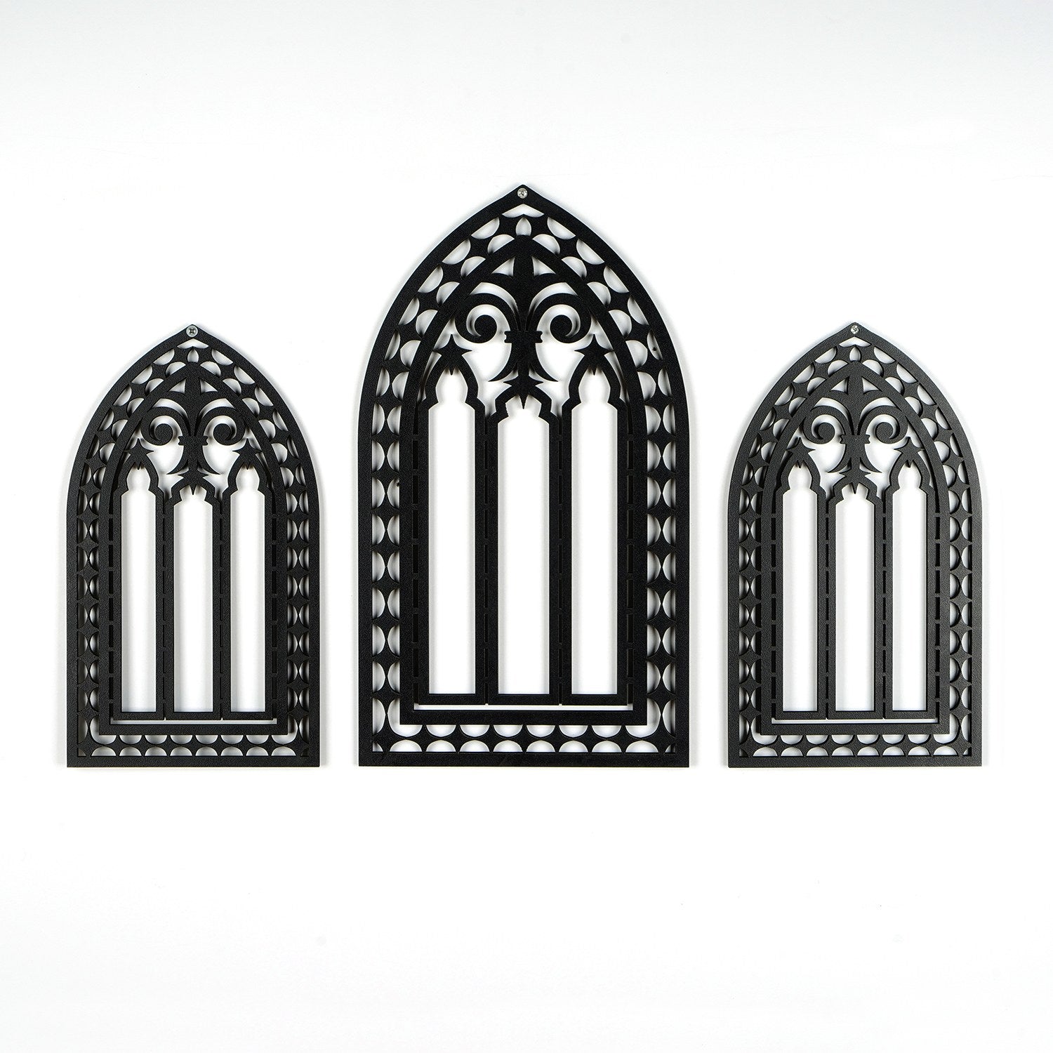 Acessório Decorativo de Parede em Madeira Preta - Conjunto de 3 Peças em MDF