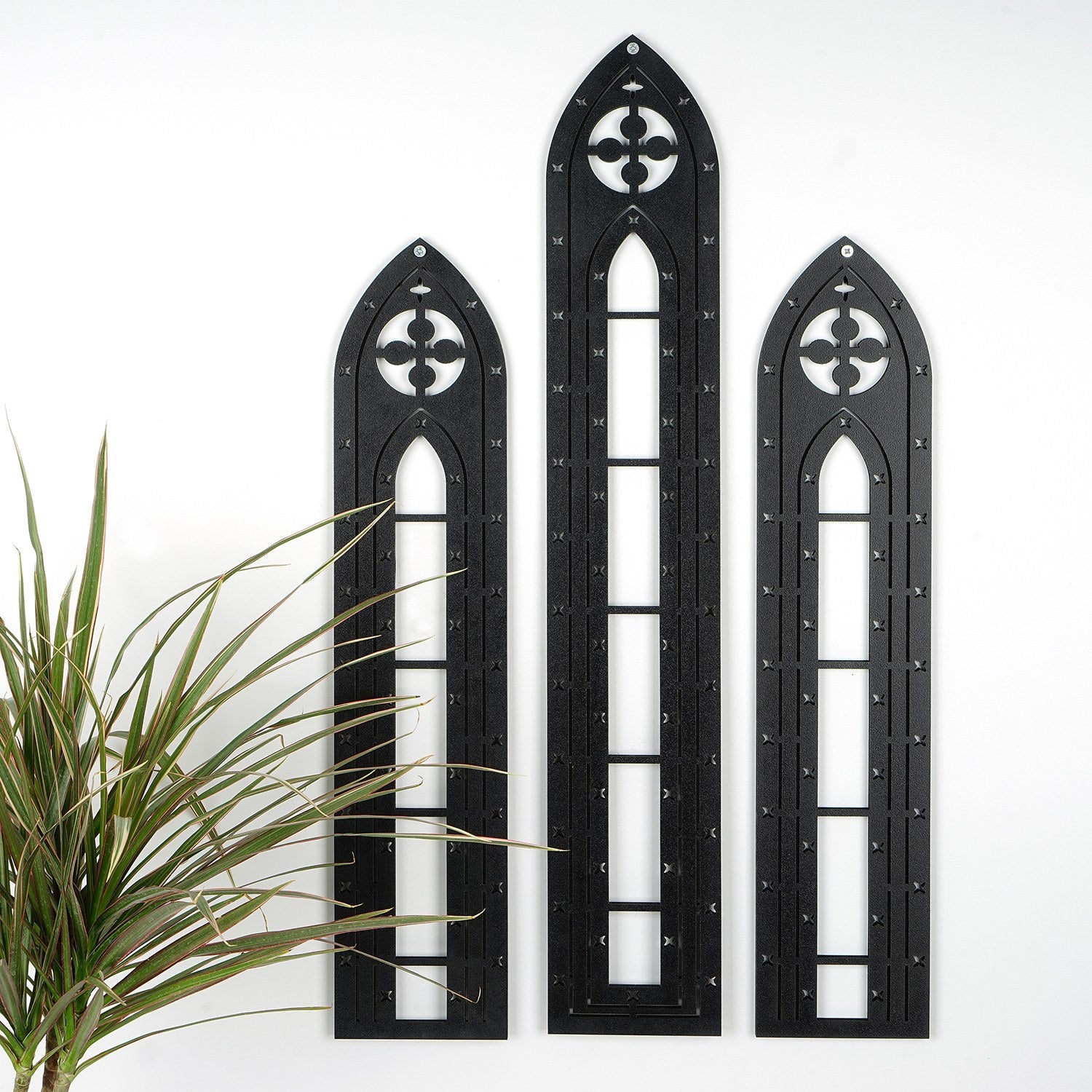 Acessório Decorativo de Parede em Madeira Preta - Conjunto de 3 Peças MDF